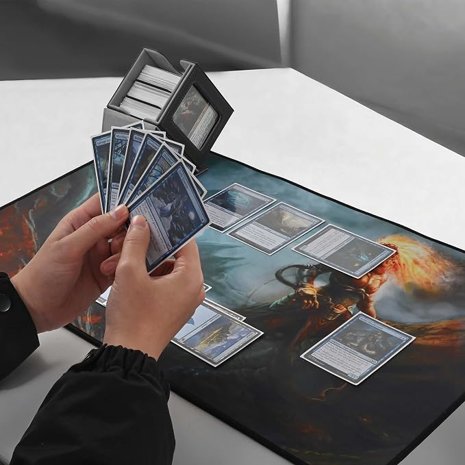 ZLCA MTG Deck Box with Commander Window Display, Commander Deck Box Holds 100 Double-Sleeved Cards Suitable for Magic the Gathering/TCG/CCG/PTCG/EDH/Sport Cards (Black)