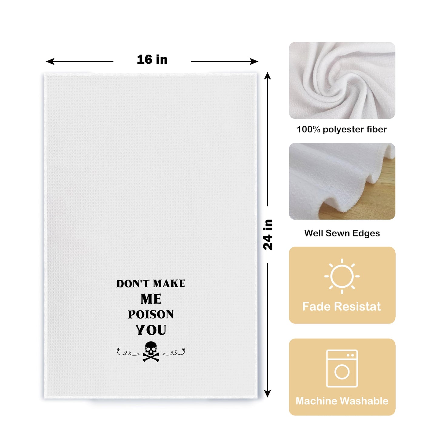 Qpenm Funny Kitchen Towels - Set of 2, Dish Towels with Saying, Tea Towels, Kitchen Decor, Housewarming Gifts, Black