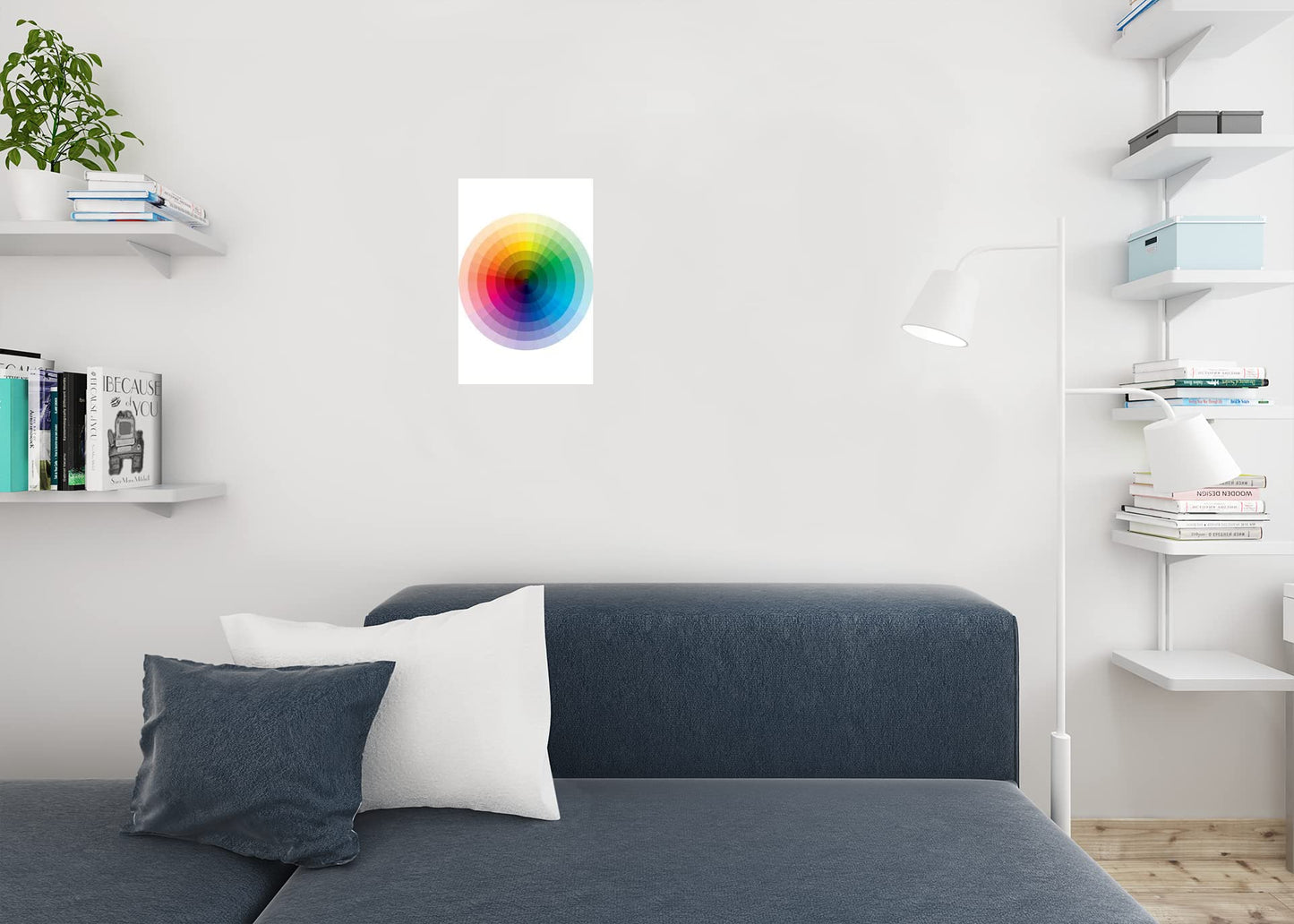 Laminated Full Spectrum Color Wheel Circle Chart Poster Graduation from Black to White to Rainbow Colors Diagram Educational Reference Poster Dry Erase Wall Art 12x18