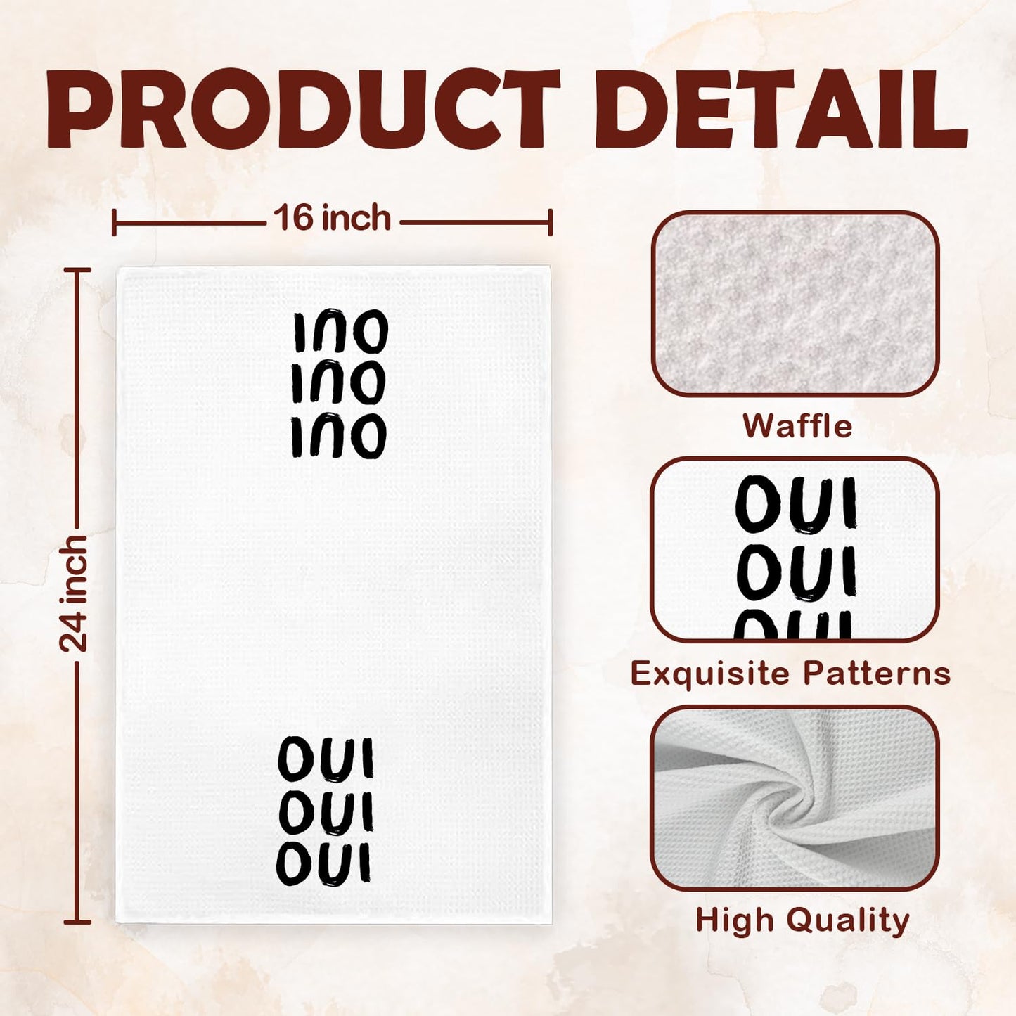 FWSFD Funny Bathroom Hand Towels, French Bathroom Decor, Modern French Quote Oui Oui Decorative Hand Towels for Toilet Bath Room Washroom Restroom, 16x24 Inches