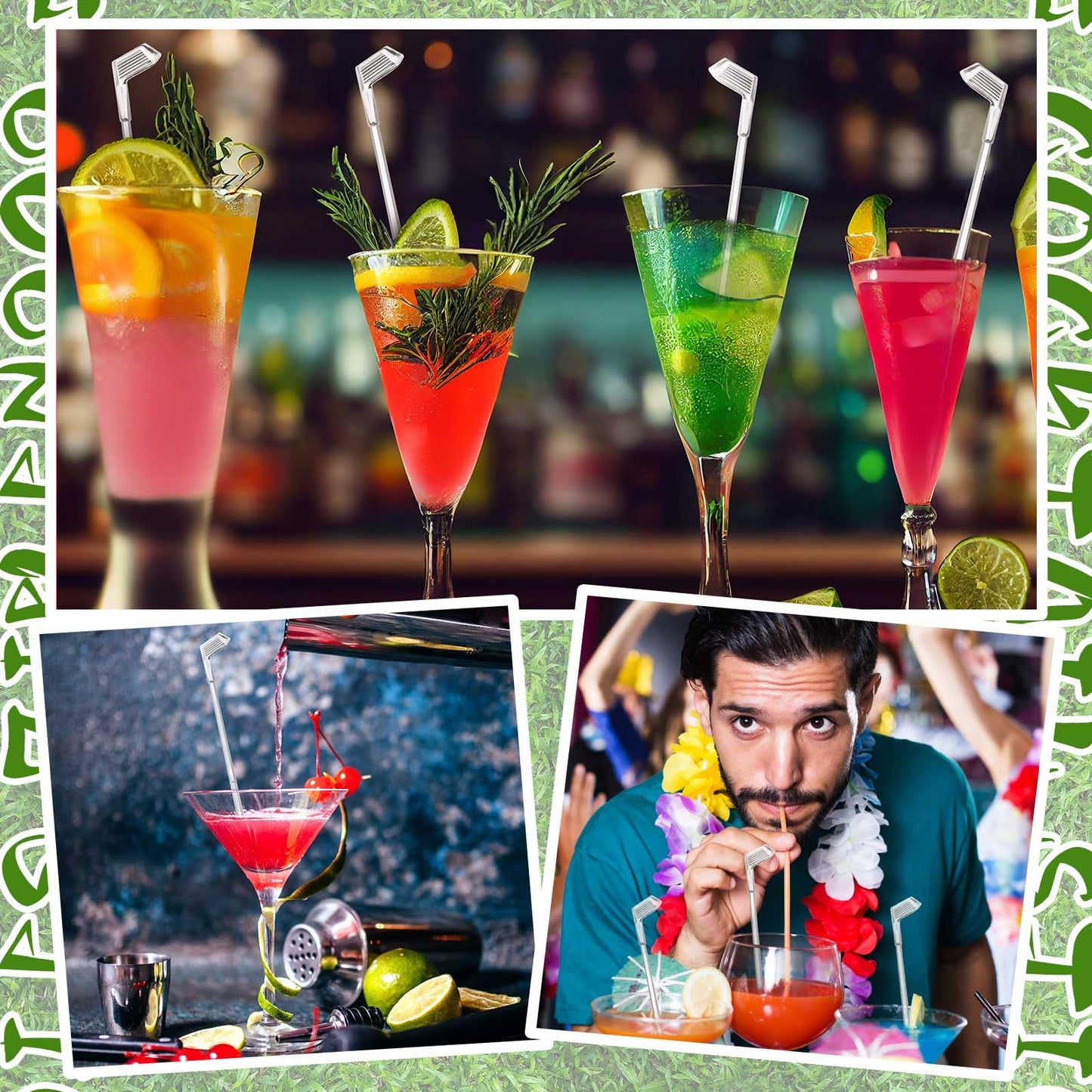 Qinyoung 200 Pcs Golf Cocktail Stirrers Swizzle Stir Sticks 7.3 Inch Plastic Drink Stirrer Sticks for Cocktails Coffee Liquor Cake Pops Golfing Club Gifts Golf Party Favors Decorations (Clear)