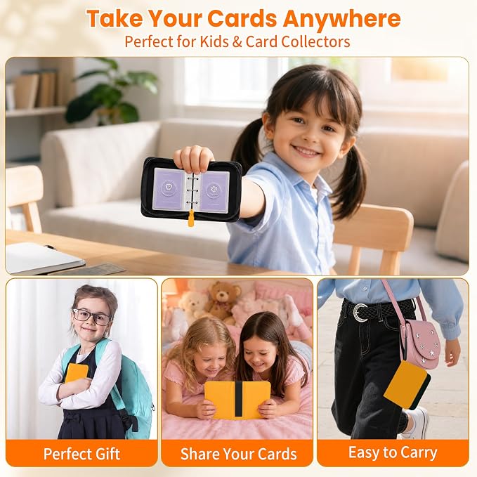 1 Pocket Card Binder with Zipper, 100 Pockets Mini Trading Card Album, Premium PU Leather Single Card Binder, Small Display Folder for TCG & Sports Cards