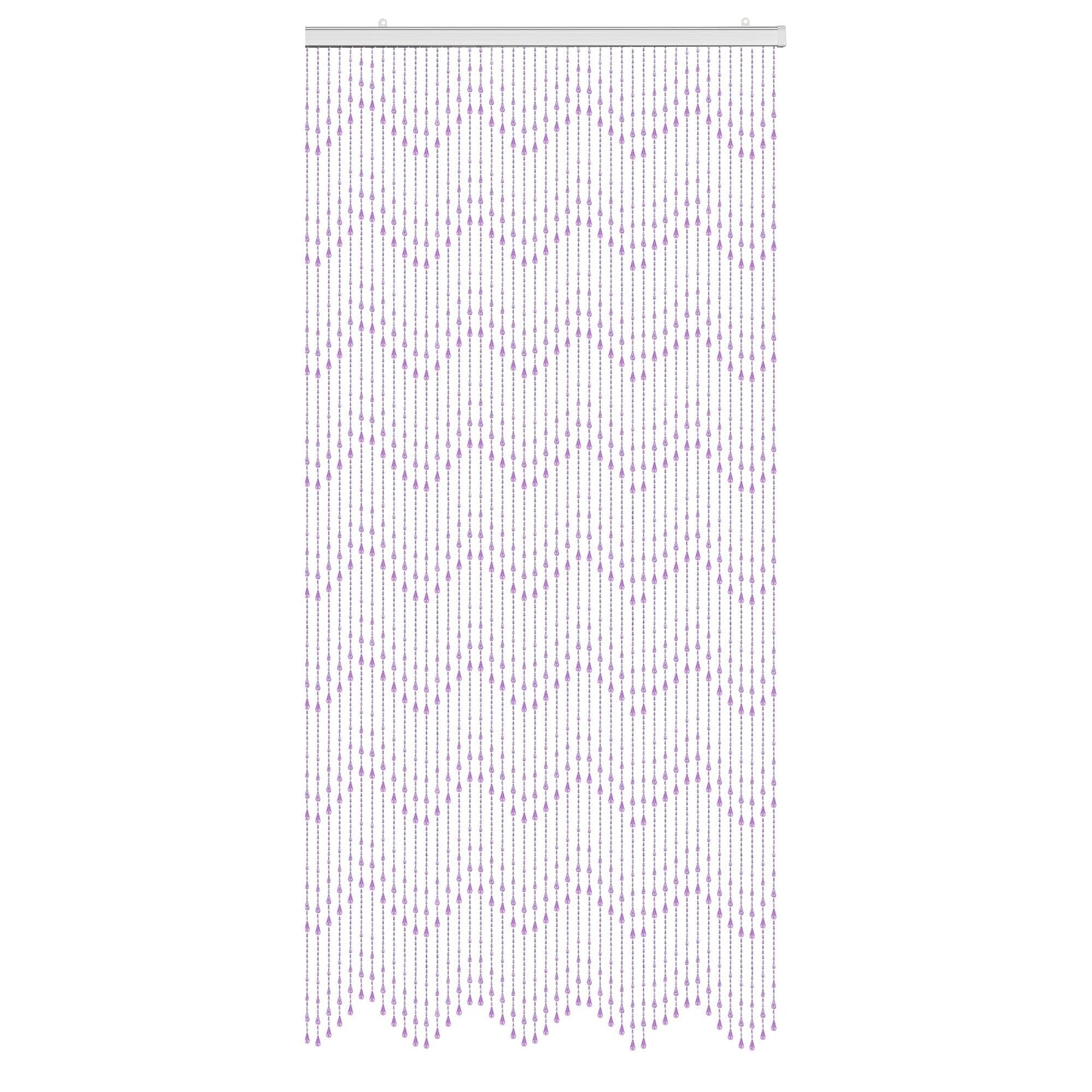 GeeComfy Crystal Beaded Curtain 35.5 x 79 Inches 45 Strands Acrylic Hanging Door Beads String Curtain Room Divider for Doorway Window Living Room Bedroom Decor, Wave Pattern - Pink