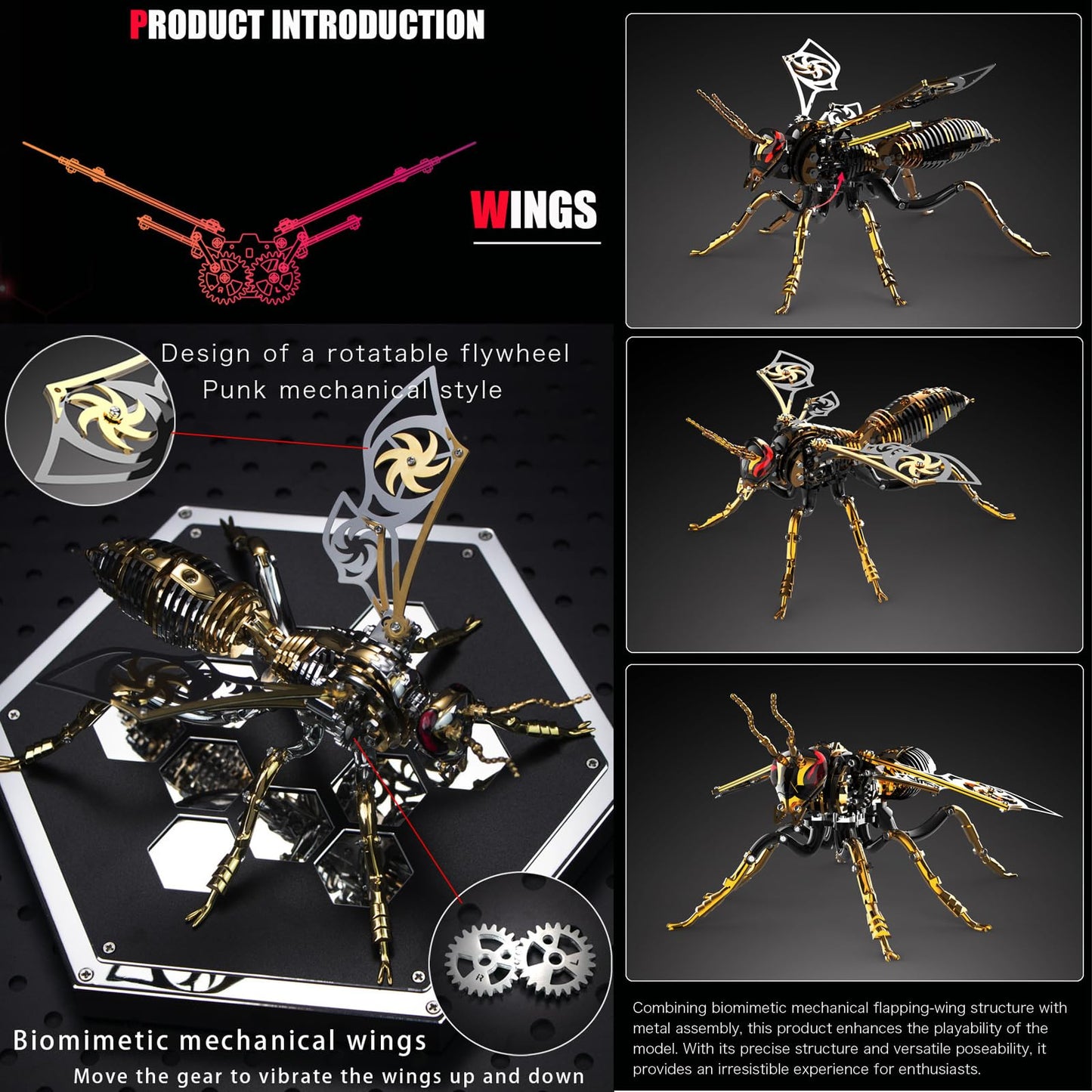3D Metal Wasp Puzzles for Adults, Model Kits Mechanical Building Blocks, Difficult DIY for Assembly Gifts for Men