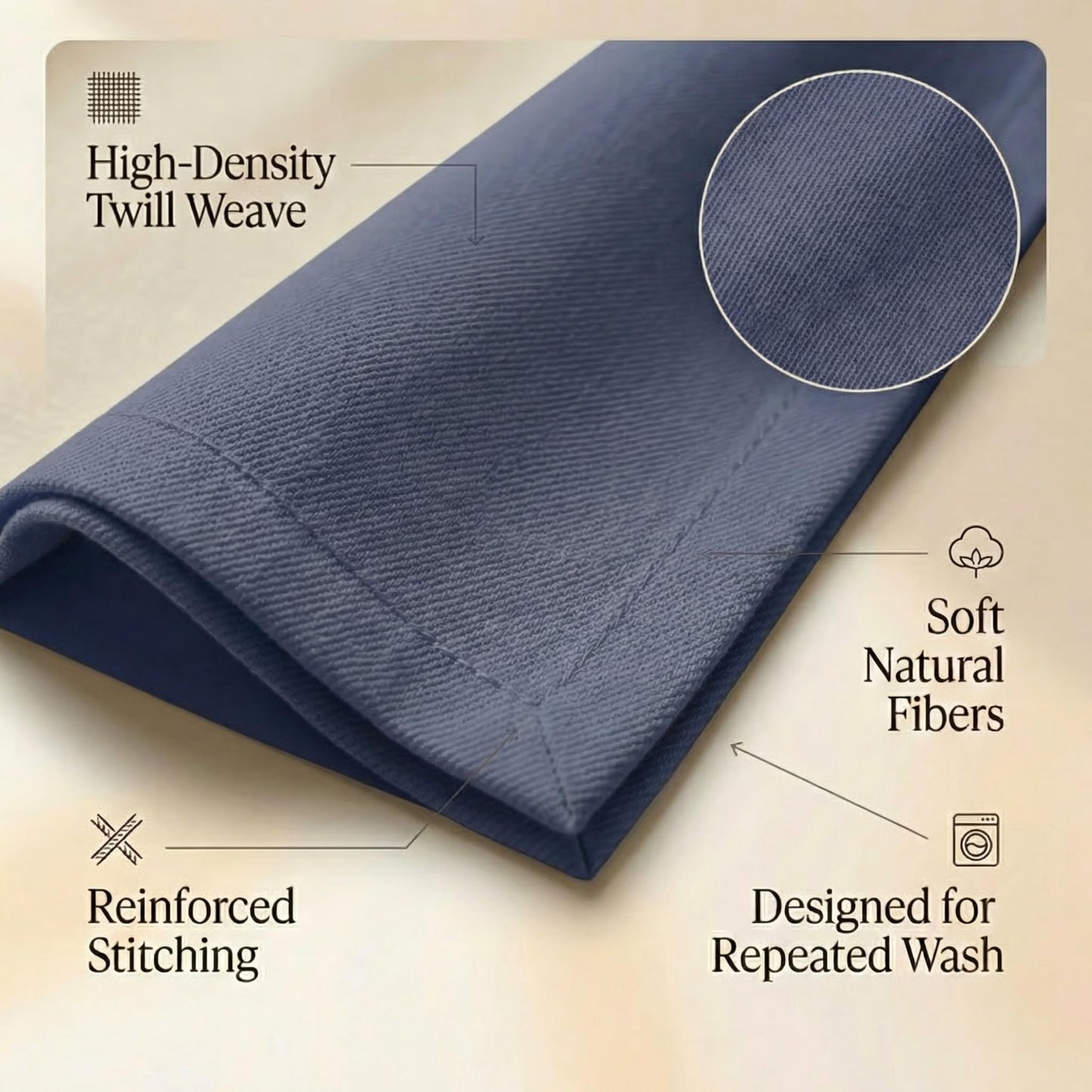 ACCENTHOME Accent Home 100% Cotton Napkins, Delicate Cloth Napkins for Dinners, Parties and Weddings,18 x 18 Inch Set of 12 - Navy