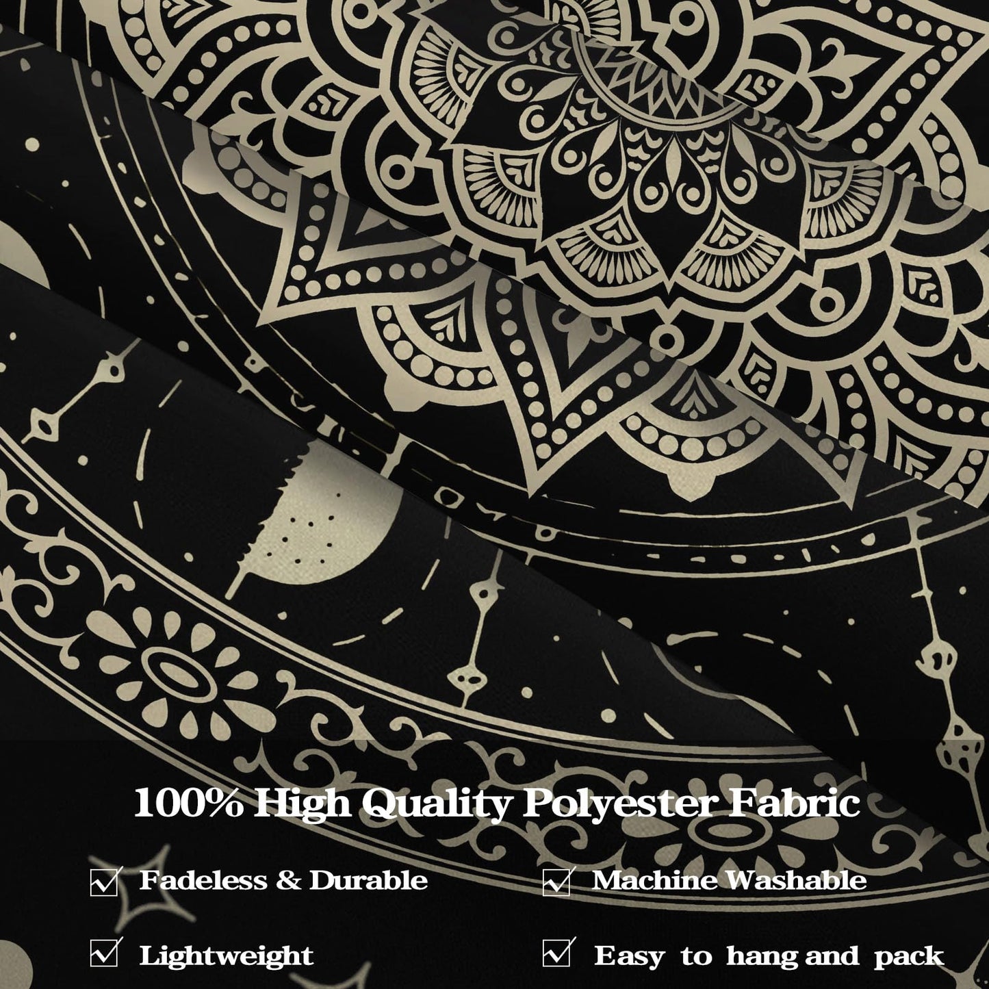 Lunerfex Mandala Moon Tapestry Boho Tapestry for Bedroom Black Tapestries Wall Hanging Living Room Wall Art and Home Decor 70x90