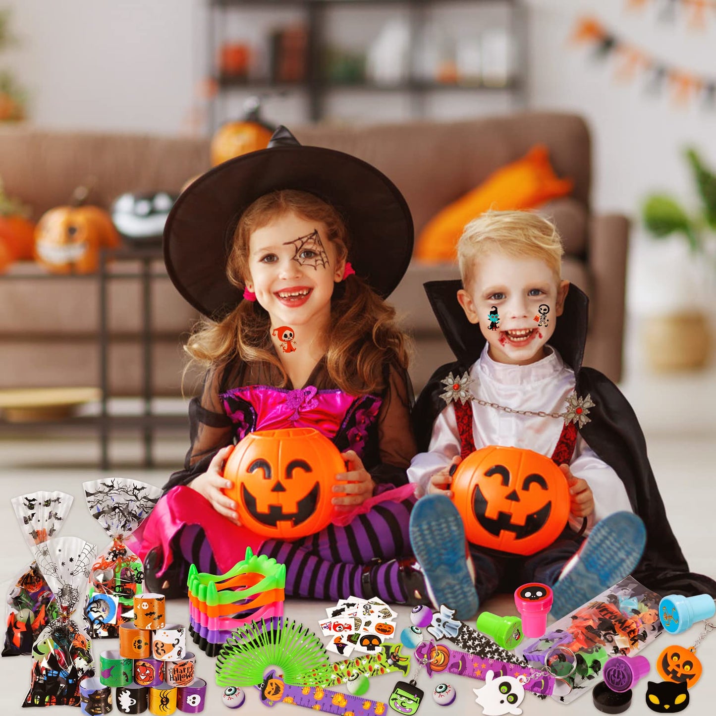 Thuodo 162 PCS Halloween Party Favors for Kids Halloween Toys Bulk Trick or Treat Goodie Bag Fillers Holiday Party Supplies School Classroom Prizes Carnival Gifts