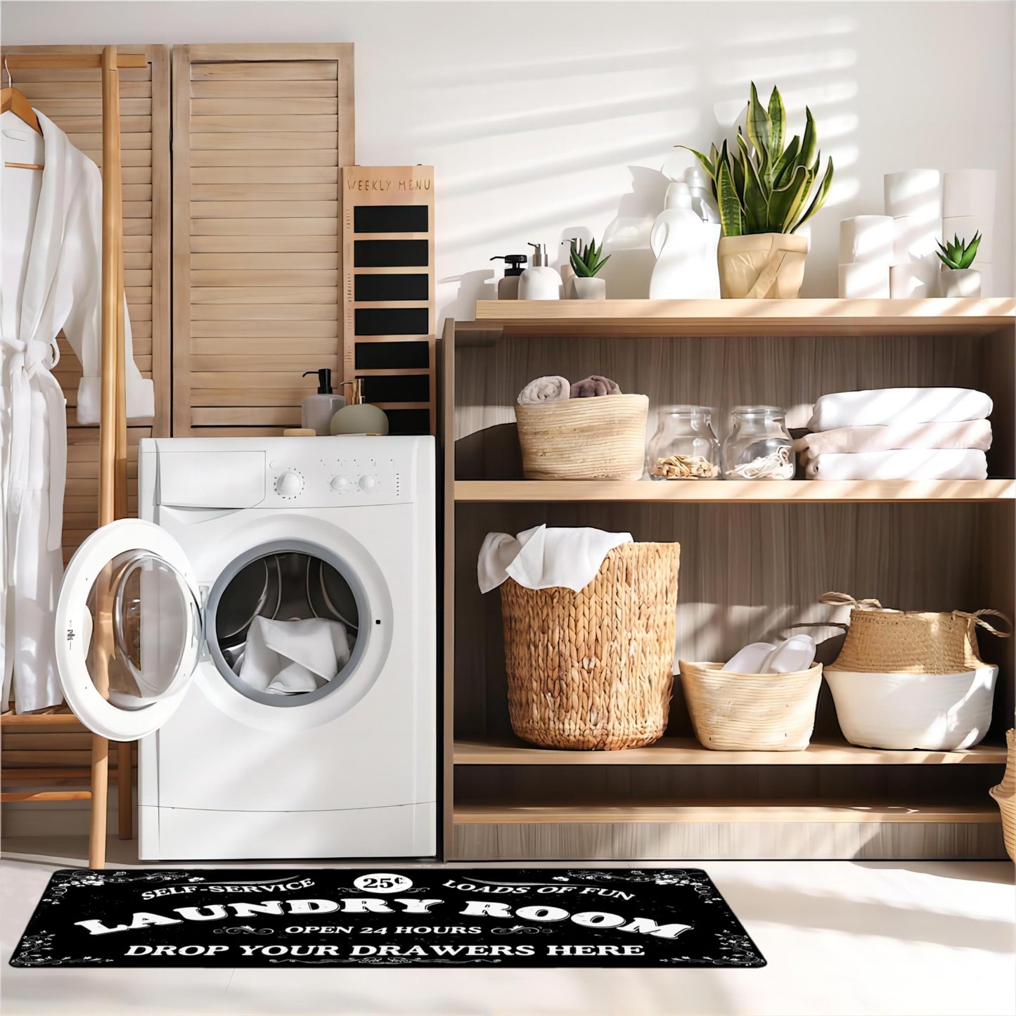 Zoke Laundry Room Rug Runner Stylish Non-Slip Laundry Room Mat 20"x47", Versatile, Waterproof Runner for Laundry, Kitchen, and Bathroom, Mudroom Decor and Farmhouse Charm