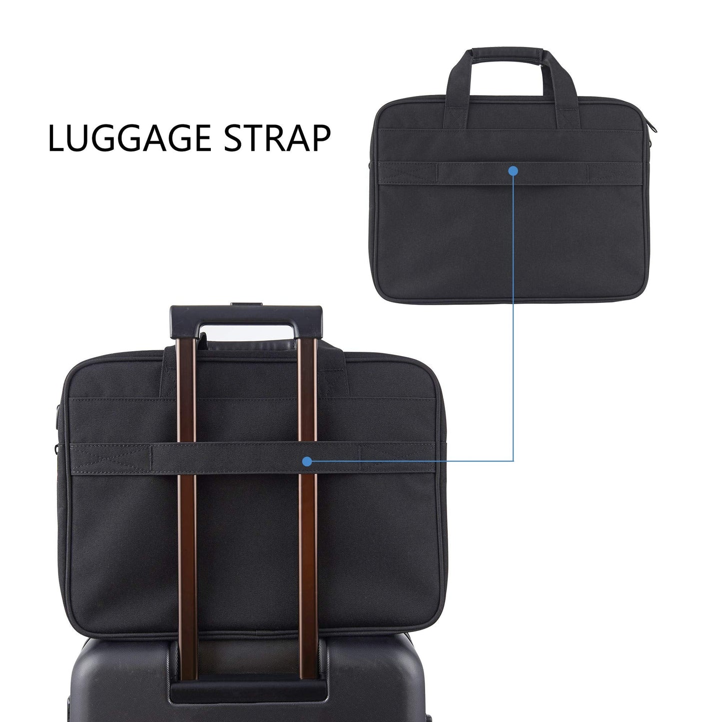 KROSER Laptop Bag Expandable Lightweight Briefcase for 17.3" Laptop Premium Business Work Bag Water-Repellent Messenger Bag for Travel/Women/Men-Black