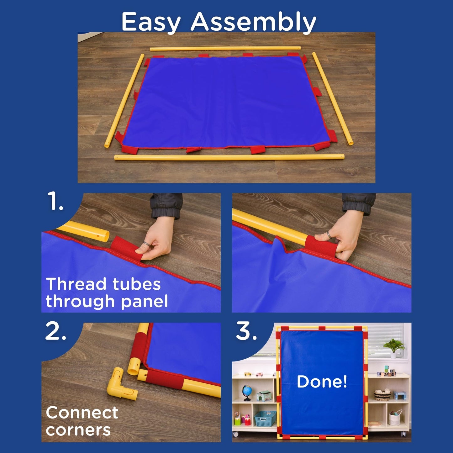 Children's Factory Replacement PlayPanel, Kids Room Divider Panel, Classroom Dividers, Free-Standing Partition for Daycare or Preschool, Cantilever Feet Not Included, Blue, Big Screen
