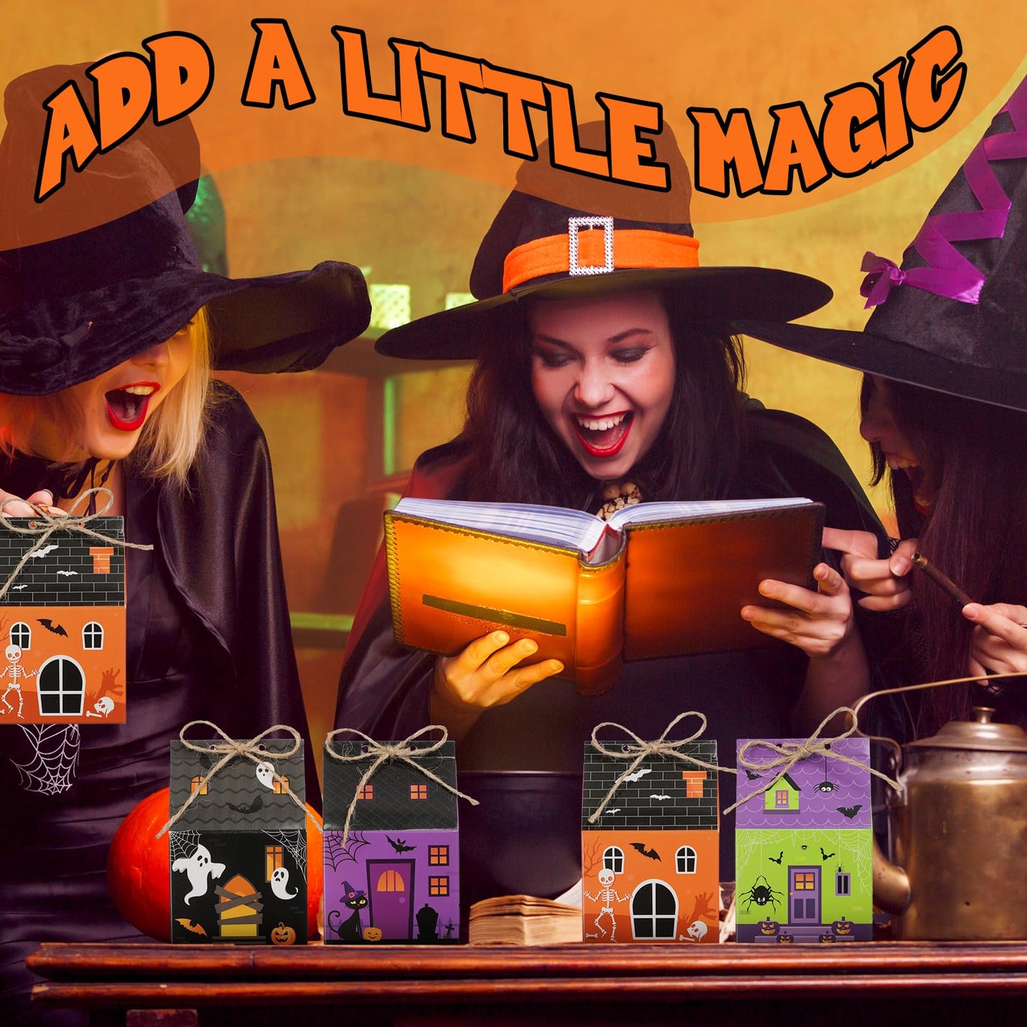 Zhanmai 48 Pcs Halloween Candy Treat Boxes Castle House Mini Halloween Party Favor Box Small Paperboard Gift Container for Holiday Party Treat Cookie Goodie Snack Gift Packaging