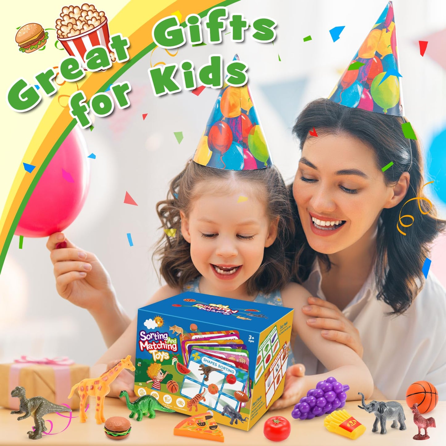 Montessori Sensory Toys for 2-6 Year Olds | 58-Piece Learning & Sorting Games with Mystery Box | Preschool Activities & Speech Therapy Gifts | Easter Basket Stuffers, Birthday Gifts for Boys & Girls