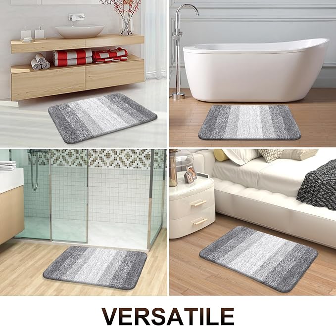 OLANLY Large Bathroom Rugs Mat 40x24, Extra Soft Absorbent Microfiber Bath Rugs, Rubber Backing, Quick Dry, Washable Bath Mats for Bathroom Floor, Tub and Shower, Home Decor Accessories, Light Grey