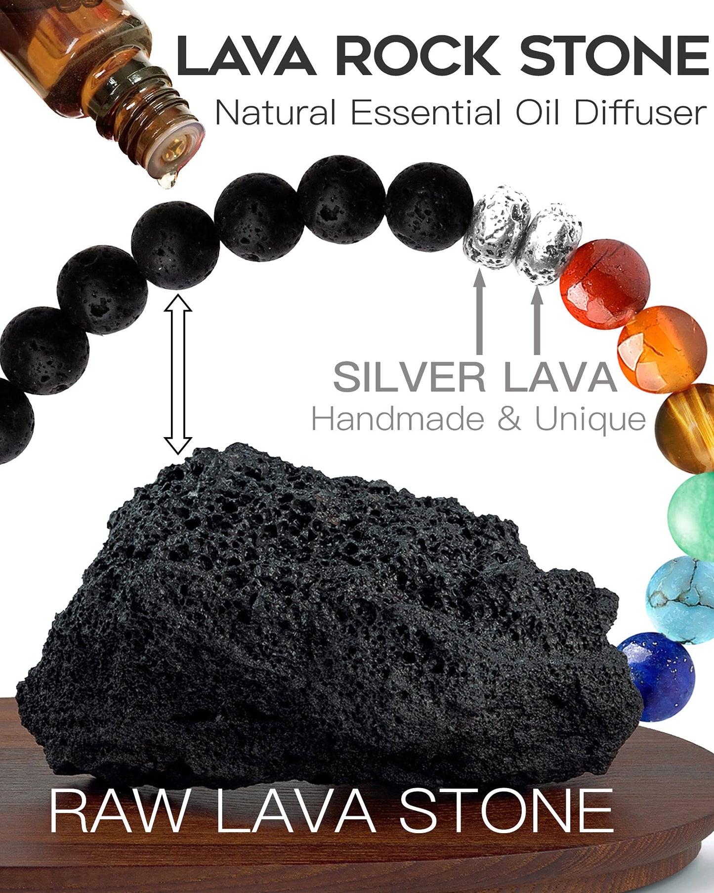 MIDDLUX Anxiety Relief Items, Chakra Bracelets, Crystals and Healing Stones, 7 Chakras Healing Crystals handmade bracelets, Yoga, Meditation, Stress Relief Gifts