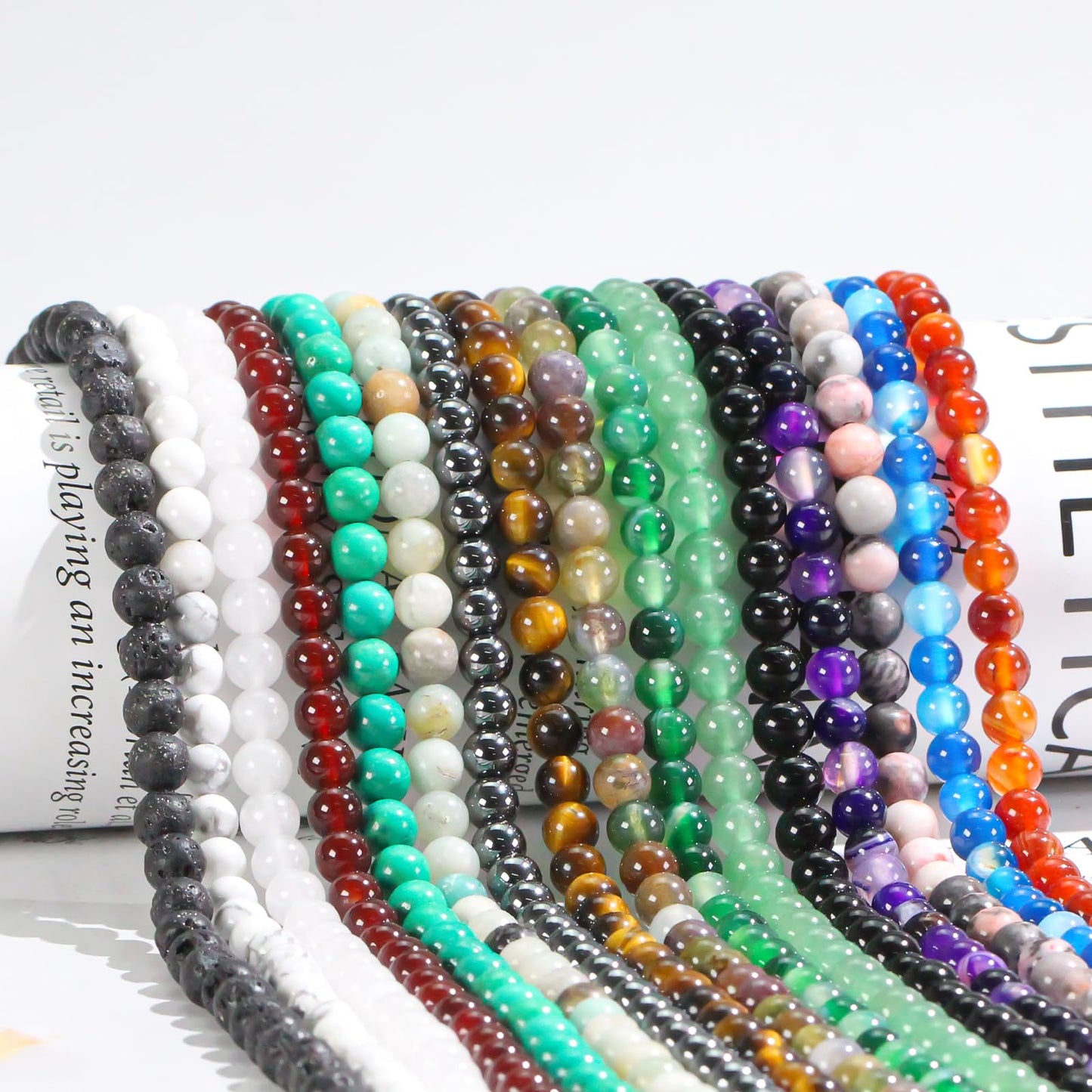 4mm Natural Gemstone Round Small Beads for Jewelry Making White Howlite Crystal Beads for Bracelets Neacklaces Earrings Craft Making Supplies (15"/Strand)