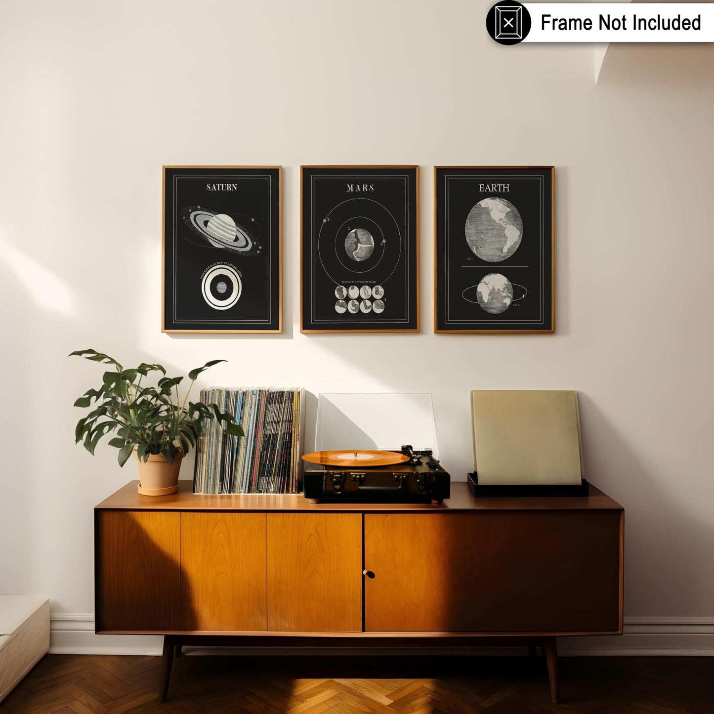 Poster Master 3-Piece Space Wall Art Set, 8x10 Unframed Art Print Posters, Lunar Home Decor, Astrological Room Decoration Poster, Black & White Lunar Design, Gift for Planetary Astrology Fans
