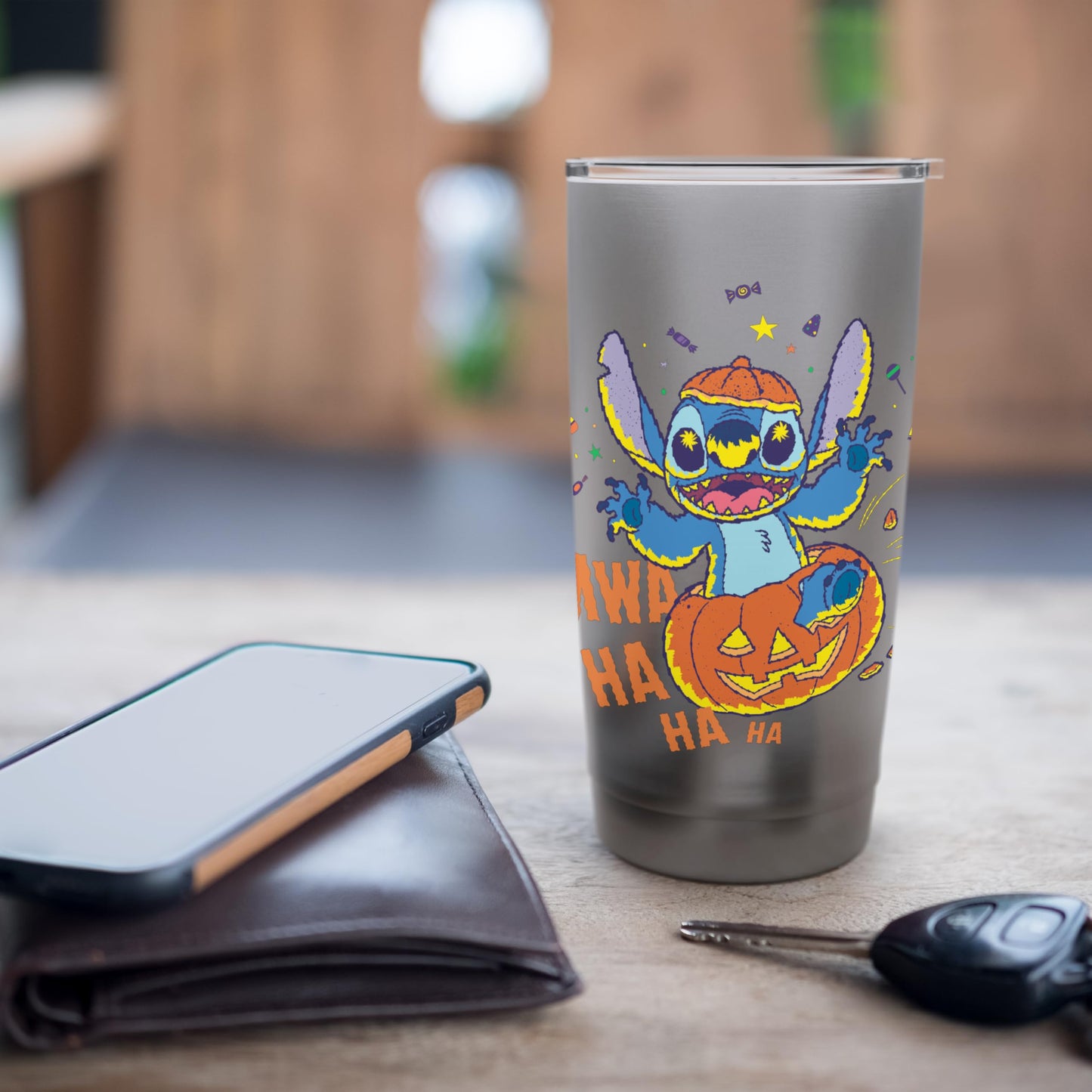 Disney Stitch Jack-o’-Lantern Surprise Mwa Ha Ha Halloween Stainless Steel Insulated Tumbler