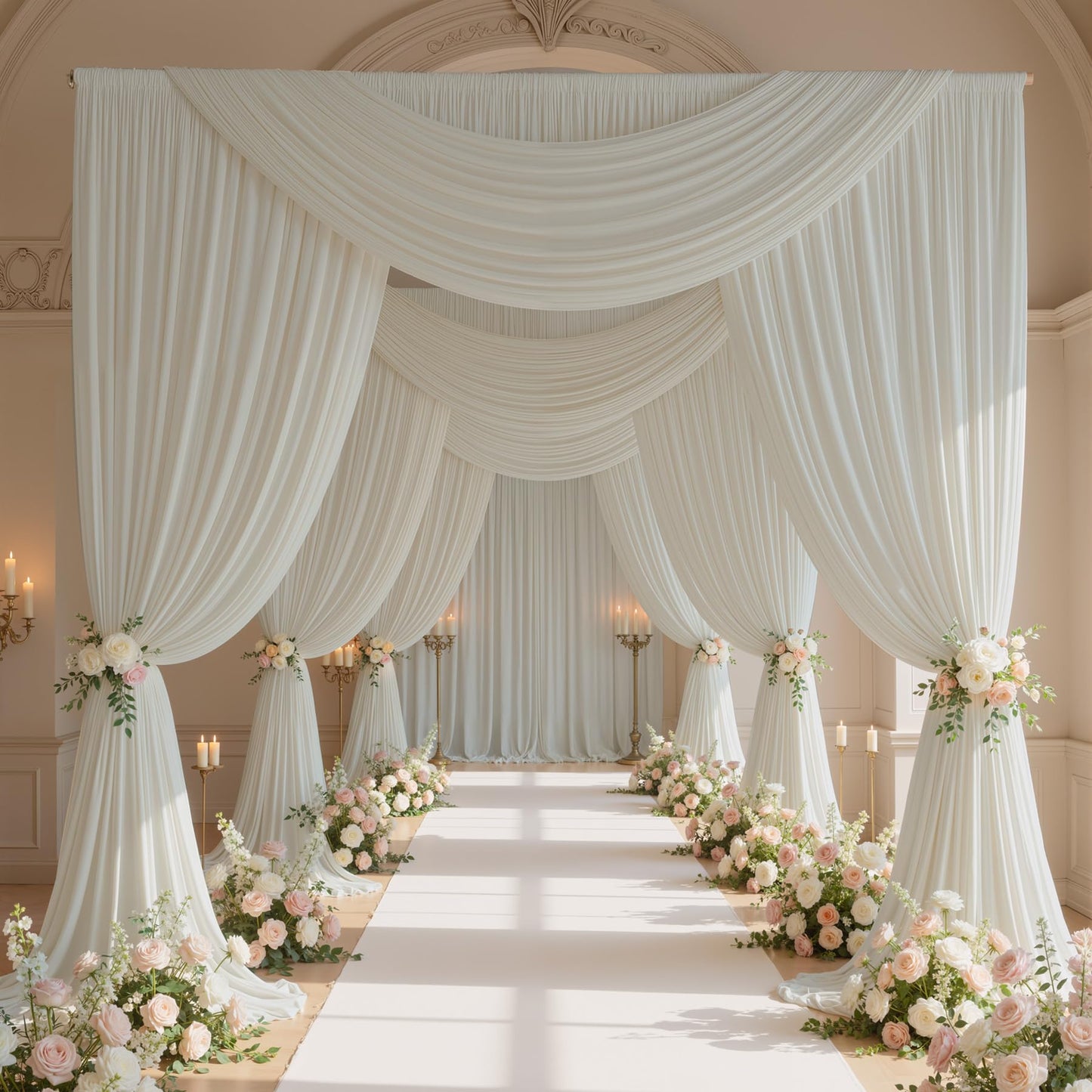 10x10ft Wrinkle Free Ivory Backdrop Curtains for Parties, 2 Panels 5x10ft Silky Polyester Photo Backdrop Drapes Back Drop Cloth Drapery for Wedding Birthday Photography Background