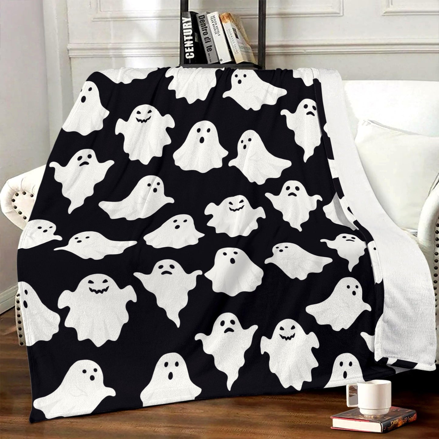 Halloween Ghost Throw Blanket Cute Funny Ghosts Blanket Soft Cozy Fuzzy Flannel Throw Blankets for Couch Bed Sofa Halloween Spooky Living Room Decor Boys Girls Blankets Gifts for All Season 50x60 Inch