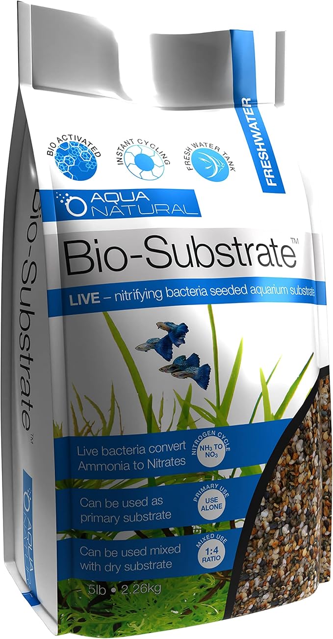 Aqua Natural Gold Pearl Bio-Substrate 5lb for Aquariums, Gravel seeded Start up bio Active nitrifying Bacteria 2-4mm, Gold, Brown, White,Small, BIOFRESH002