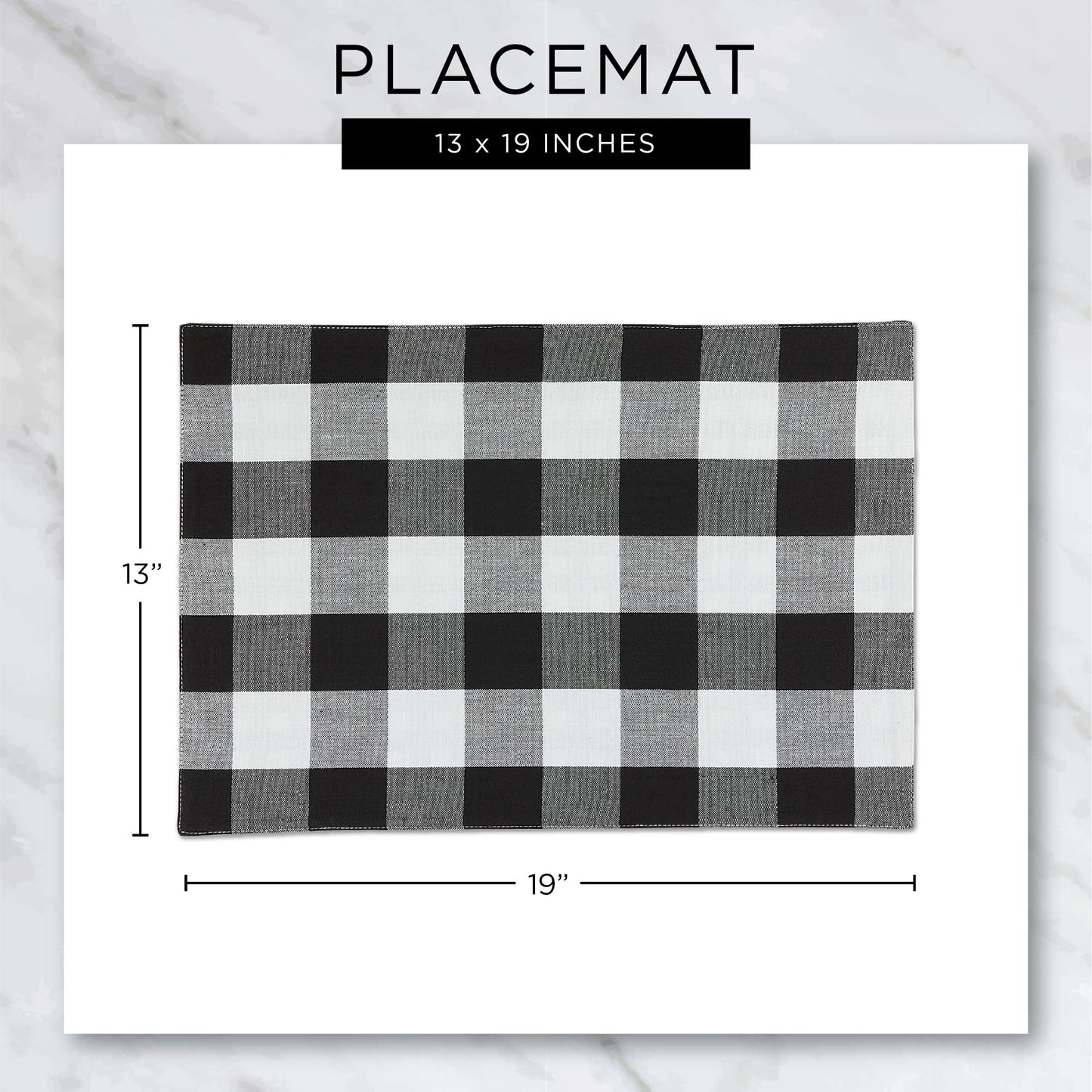 DII Heavyweight Fringed Check Tabletop Collection, Placemat Set, 13x19, Natural, 6 Count