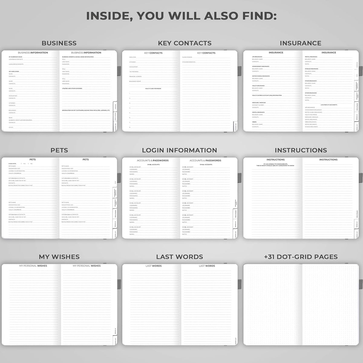 Clever Fox End of Life Planner – Final Arrangements Organizer for Beneficiary, Will Preparation, Last Wishes & Funeral Planning, A5 (Gray)