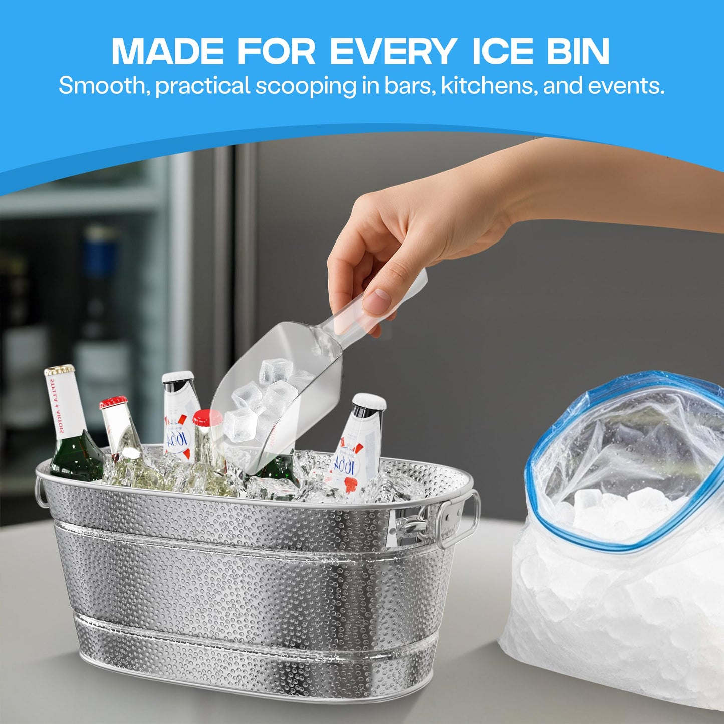 2 Pack Galvanized Tub with Handles - Beverage Tub with 2 Ice Scoops, 3 Gallon Ice Bucket for Parties, Metal Drink Buckets for Parties for Champagne Cocktails Wine Cooling for Mimosa Bar Supplies
