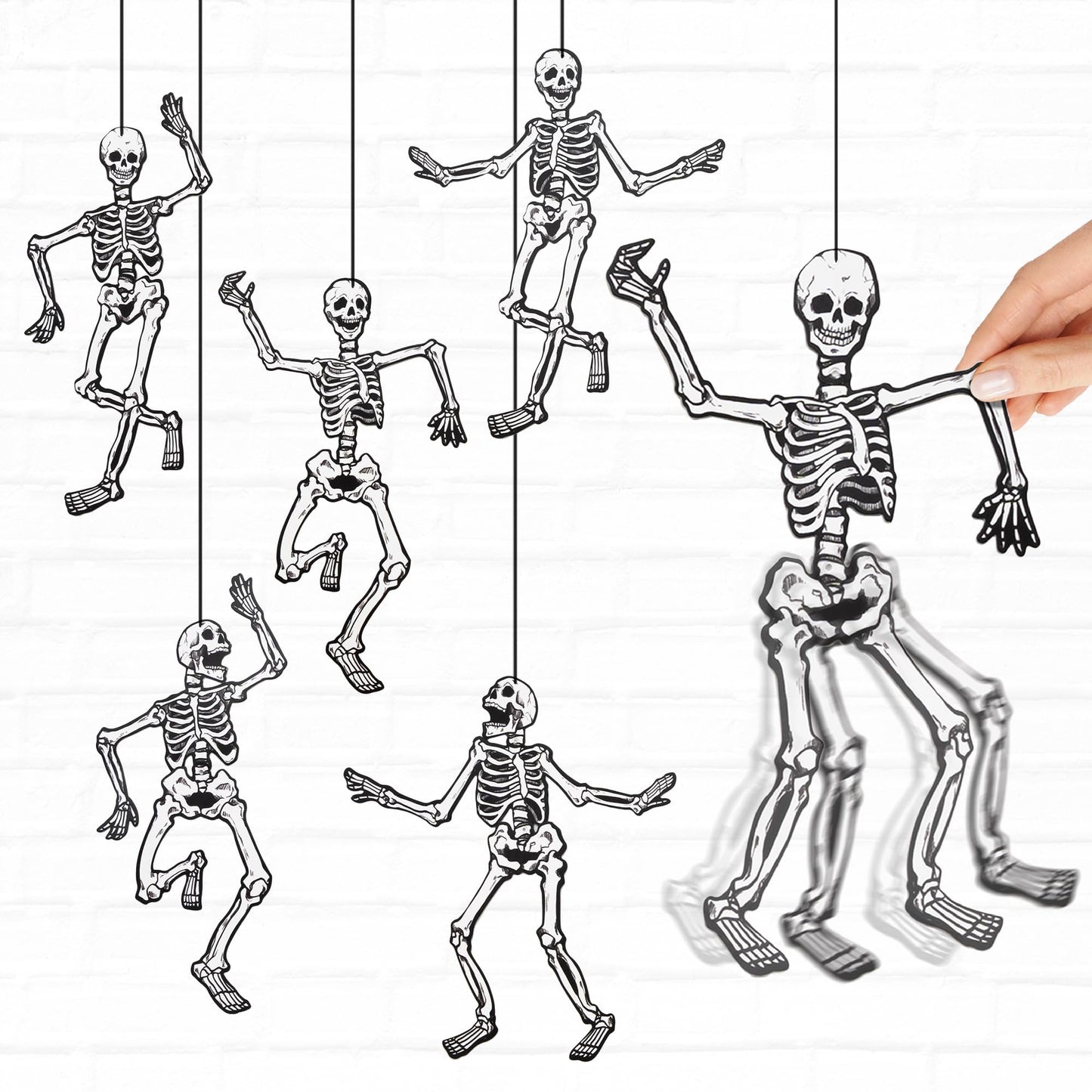 Cheerland Jointed Skeleton Garland Halloween Party Decorations Skull Garland Monster Disco Dancing String Decor Bones Spooky Scary Banner Kids Celebration Summerween Decoration and Supplies 15 Inch