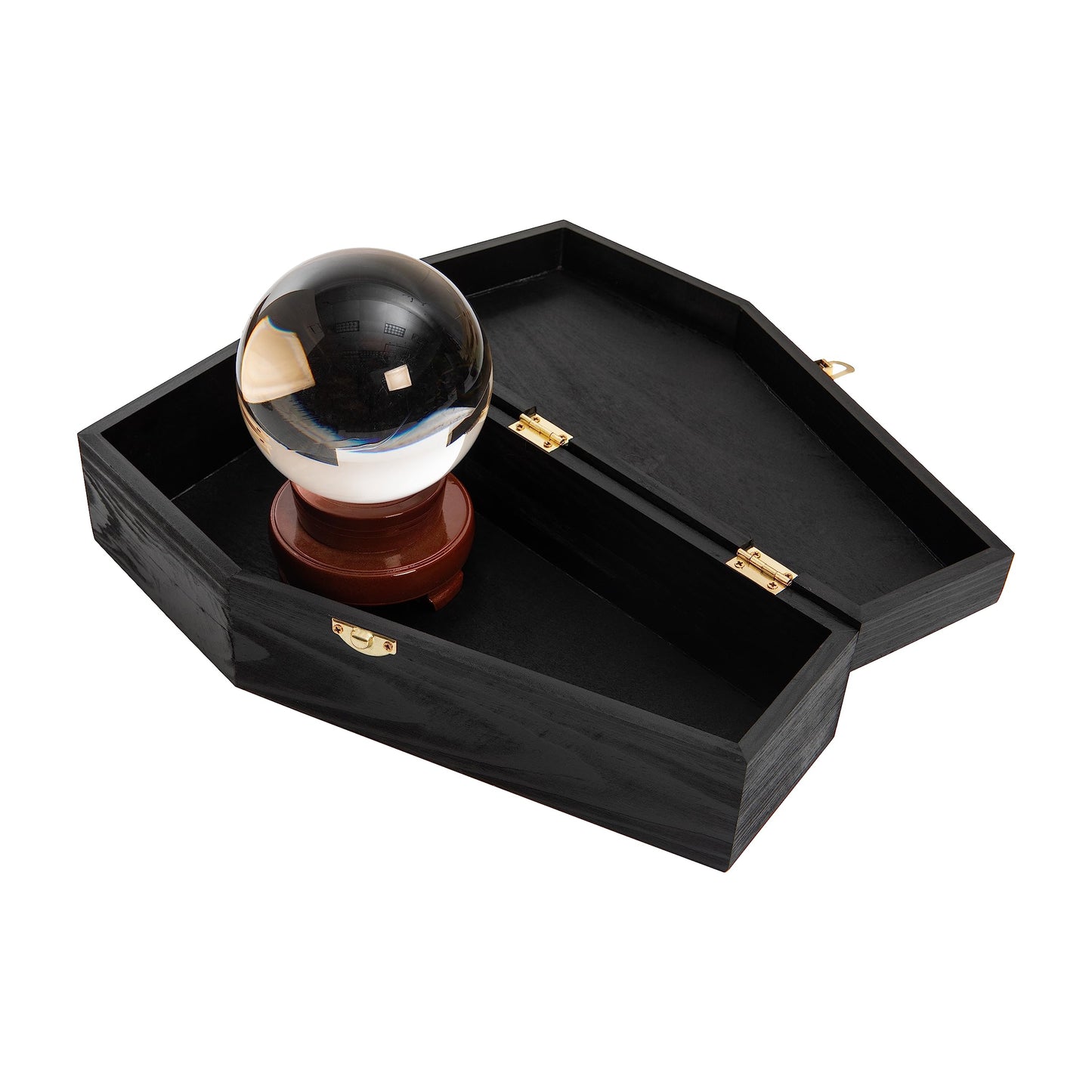 Creative Hobbies 12" Black Painted Wooden Coffin Box – Hinged Halloween Casket for Décor, Party Favors, Goth Display, Doll or Pet Memorial