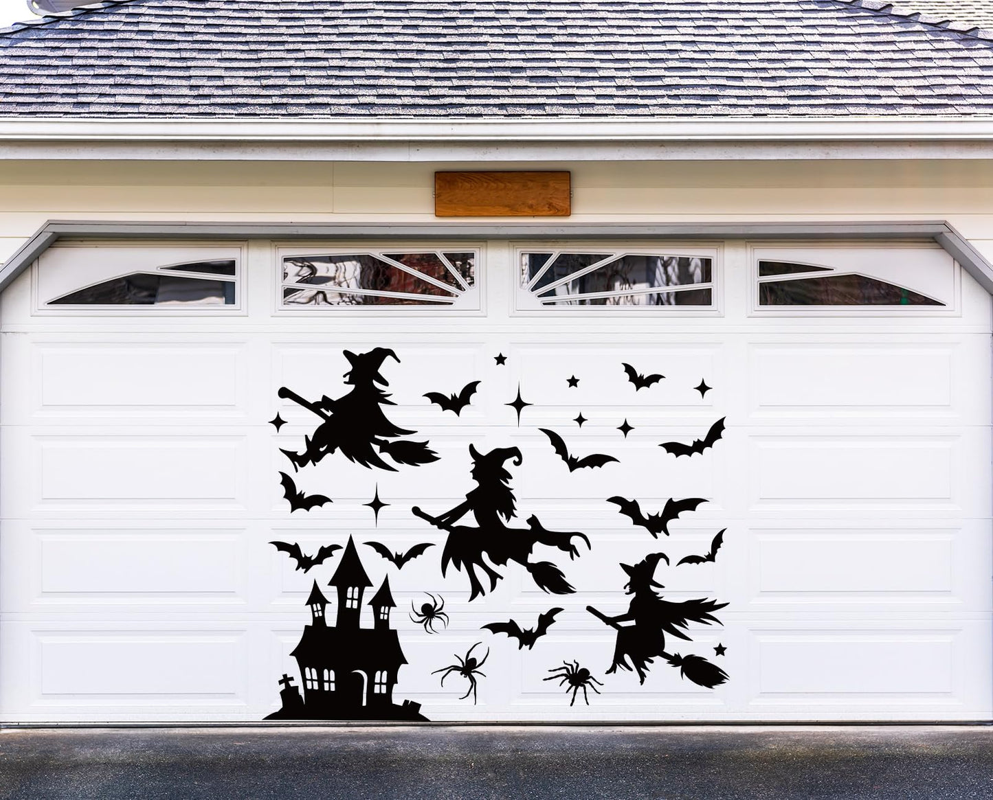 JarThenaAMCS 31Pcs Halloween Garage Decoration Magnet Stickers Black Witch Bat Spider Castle Star Refrigerator Decals for Party Home Door Car Dishwasher Decor