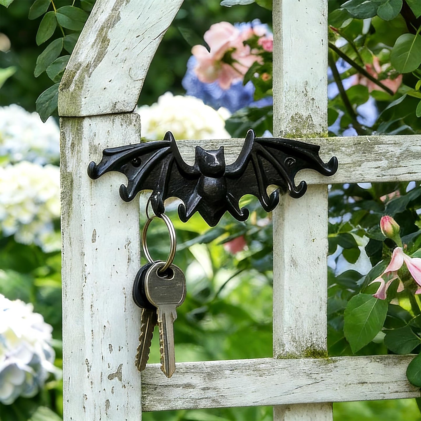 Womeet Coat Hooks Wall Mounted, Rustic Bat Key Hook Holder, Heavy Duty Decorative Black Wall Hooks for Mudroom, Towels, Hat Rack, Purse Hooks, Cast Iron Decorative Antique Black Hooks