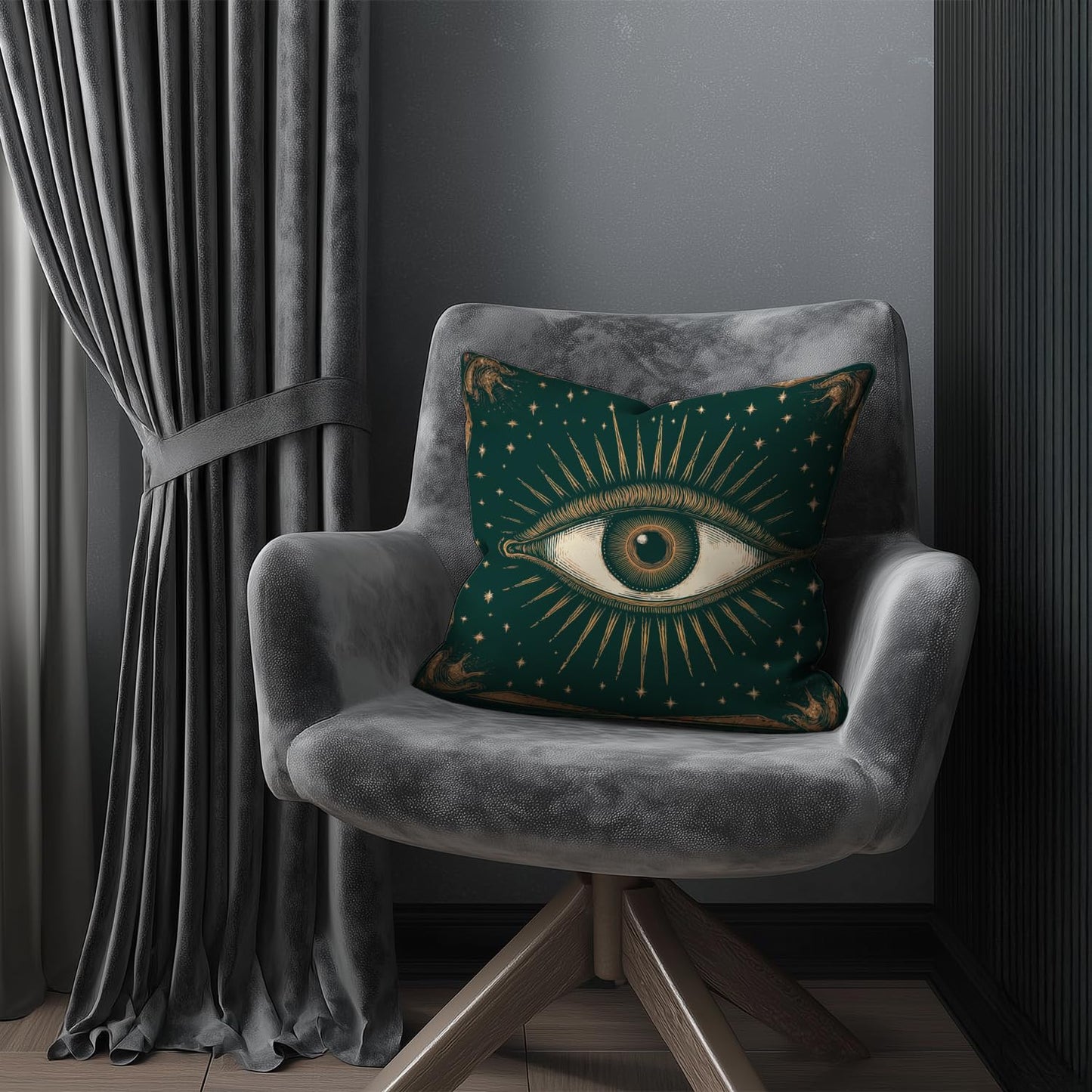 RBAFAO Gothic Floral Throw Pillow Cover, Darkly Elegant Floral Decorative Pillow Spooky Tiki Skull Flower Motif, Witchy Art Deco Pillowcase Cushion Cover for Bed Sofa Living Room (Green, 18x18inches)