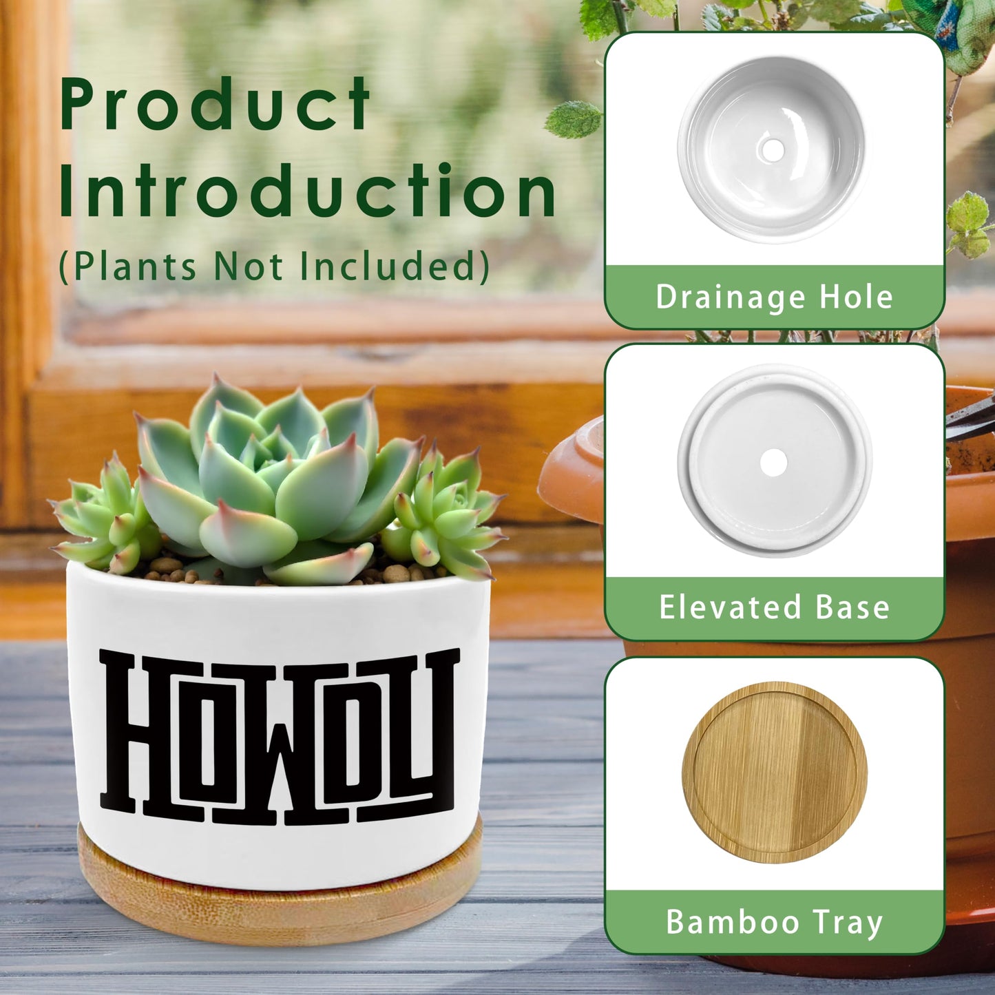 ROXMART Howdy Western Plant Pots, Western Gifts for Women Men Succulent Planters, Retro Southwestern Cowboy Cowgirl Ceramic Plant Flower Pots for Home Office Desk Table Shelf(No Plants)