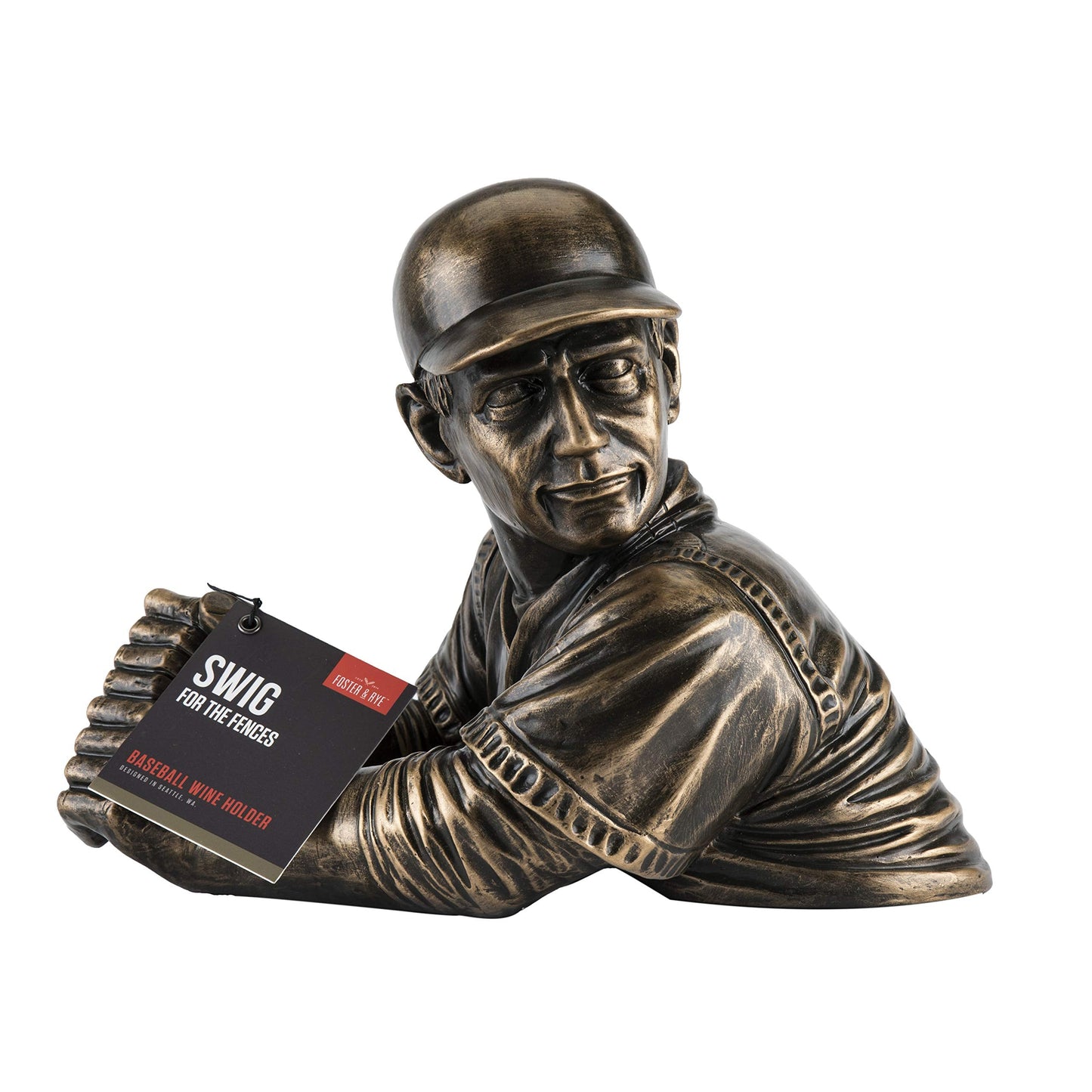 Foster & Rye Baseball Wine Holder - Single Wine Bottle Holder Baseball Player - Funny Wine Holder - Holds 1 Standard Wine Bottle Set of 1