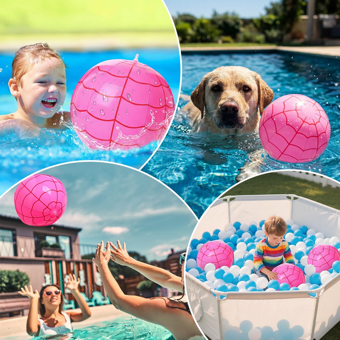Vertintong 12 Pcs Beach Balls Bulk 12 Inch Inflatable Beach Balls Pool Party Decorations for Birthday Party Summer Swimming Pool Gift Supplies (Spider Web)
