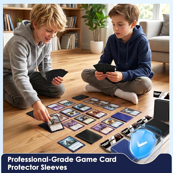 1000 Pcs Black Card Sleeves Toploaders for Trading Card, Matte Card Sleeves Deck Card Protectors Compatible with Baseball Cards, Sports Cards, Game Card