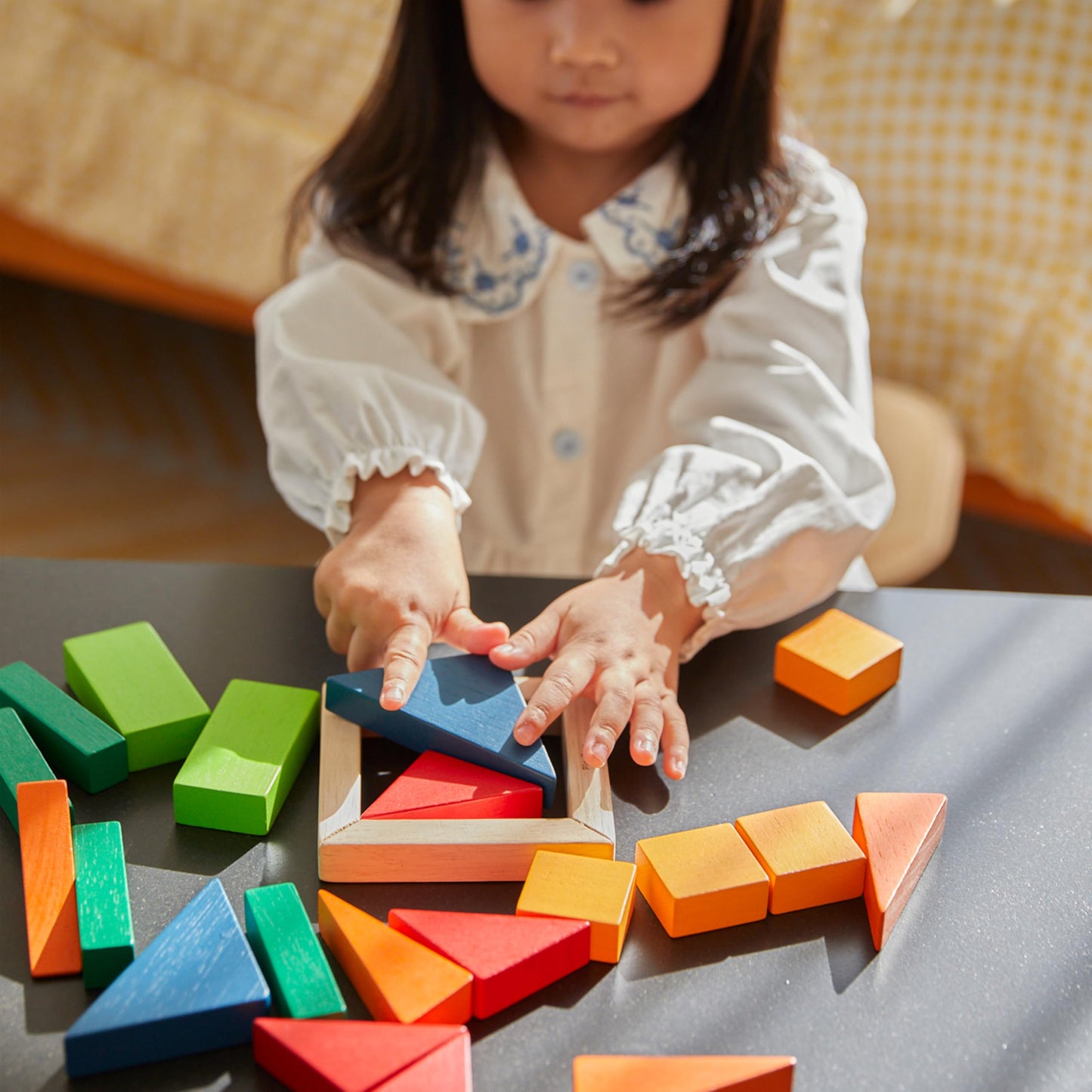 PlanToys® Fraction Blocks Wooden Montessori Early Math and Logic Toy | Fraction Learning, Shape Recognition and Sorting Activity | Eco Friendly Colourful Block Set