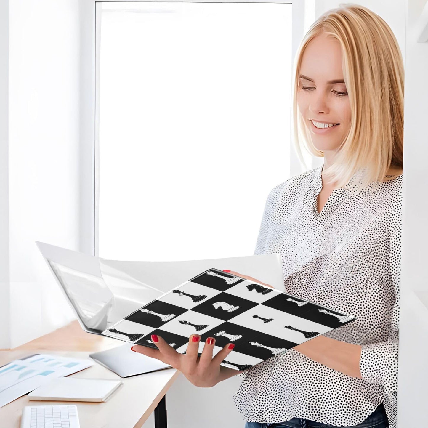 Chessboard Round Ring Binders 1.5 Black White Buffalo Plaid 3 Ring Clipboard Binder for Office School Work Supplies File Folder 200 Sheet Capacity Easy Open 2 Pieces