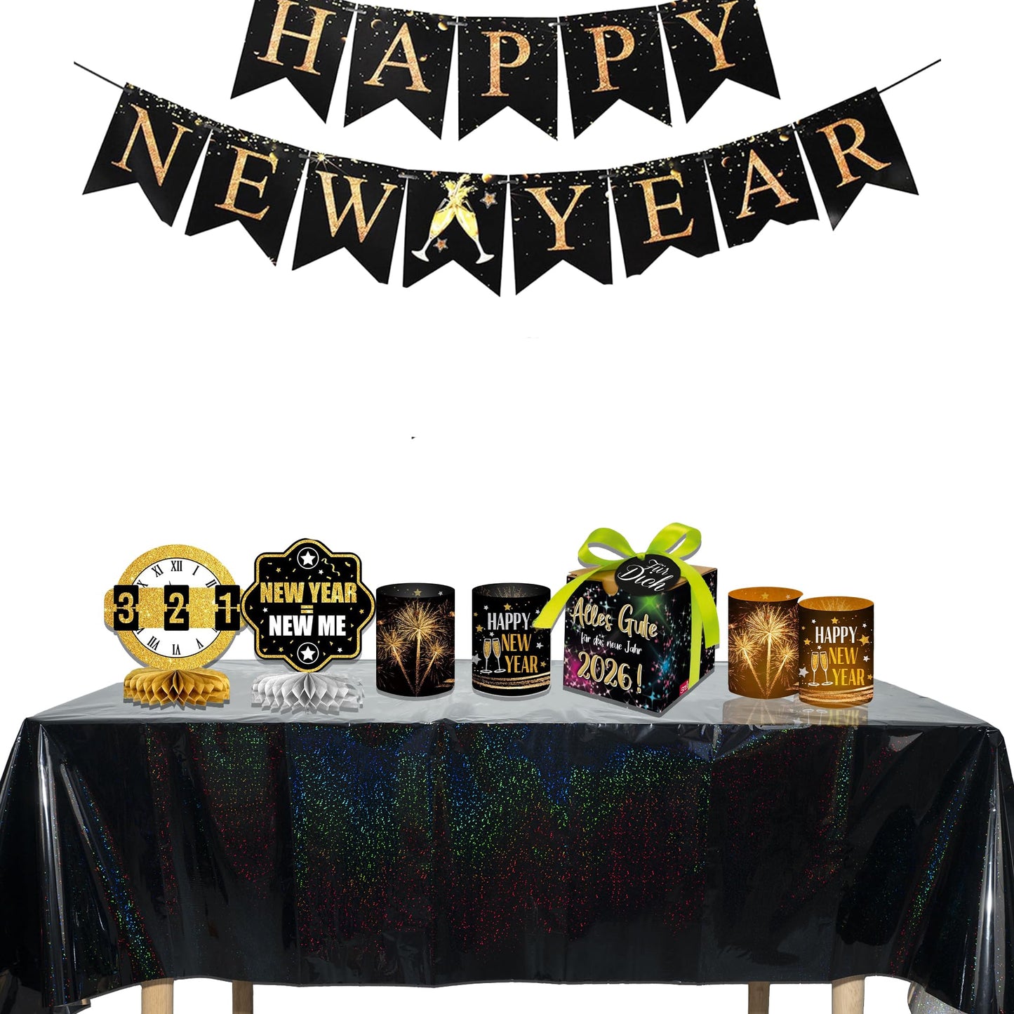 GREATRIL Black Party Disposable Rectangle Table Cloth Decor - 54'' x 108'' - 2 Packs Waterproof Plastic Tablecloth for Death to My 20s/Stranger/Birthdays/Halloween/Anniversary Tablecover