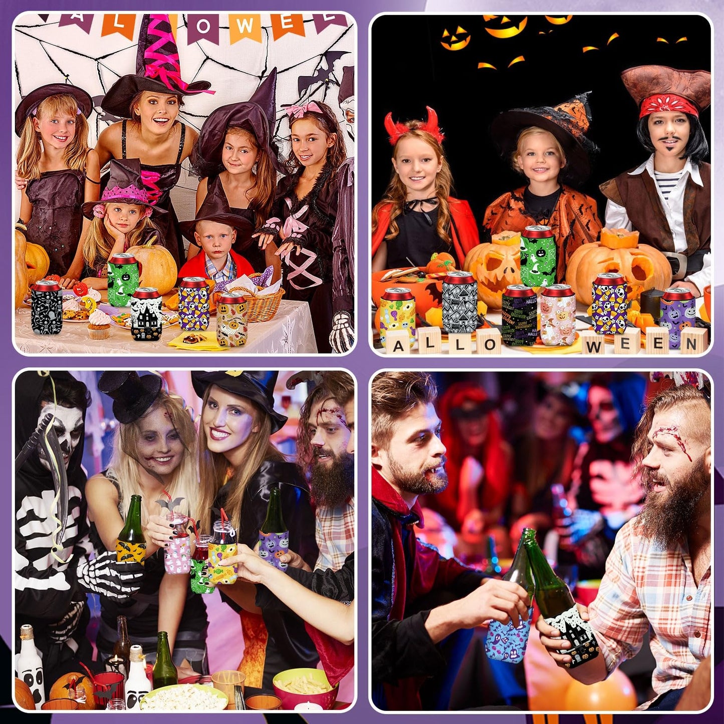 SEPGLITTER 18 Pcs Halloween Can Cooler Sleeves Neoprene Beer Drink Covers