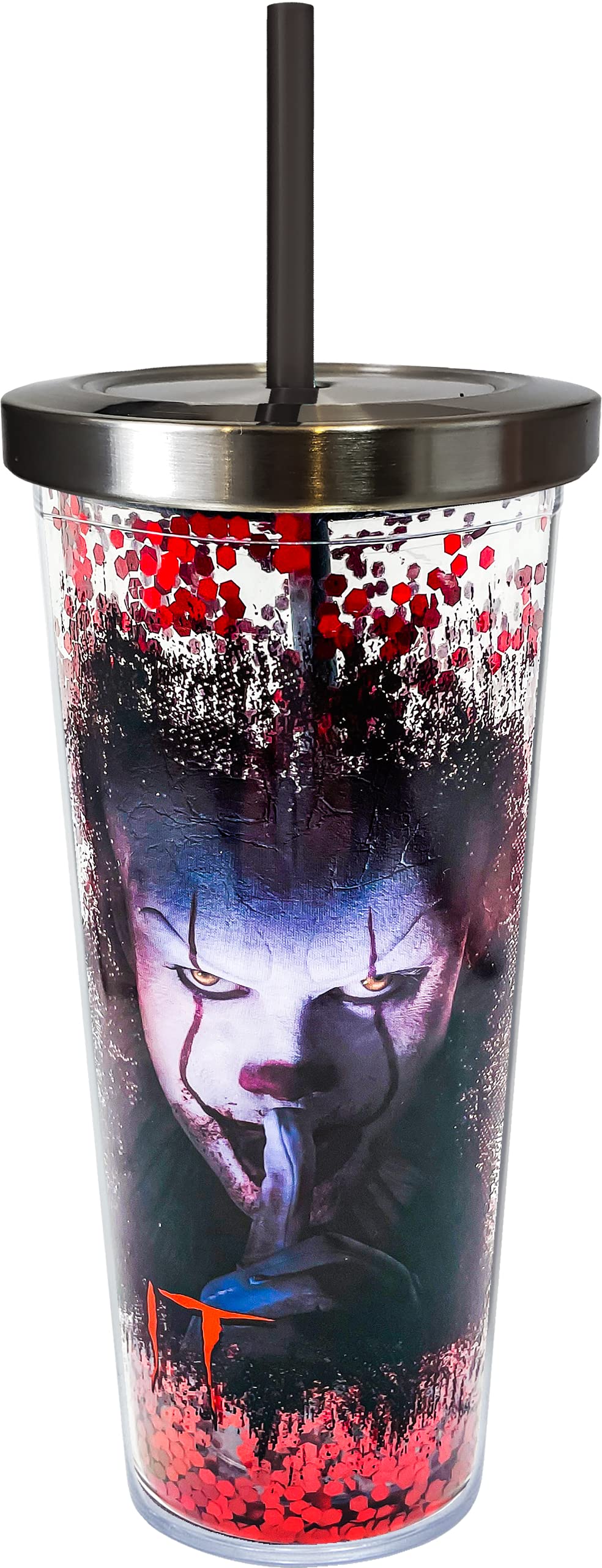 Spoontiques IT Glitter Filled Acrylic Tumbler - Glitter Cup with Straw - 20 oz - Stainless Steel Locking Lid with Straw - Double Wall Insulated - BPA Free