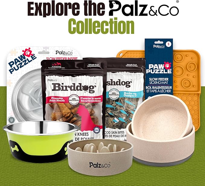 Palz&Co EcoBowl with Lid for Dogs & Cats, 80 oz Gray - Natural Bamboo Pet Bowl with Non-Slip Base, Pet Food and Water Dish, Dishwasher Safe