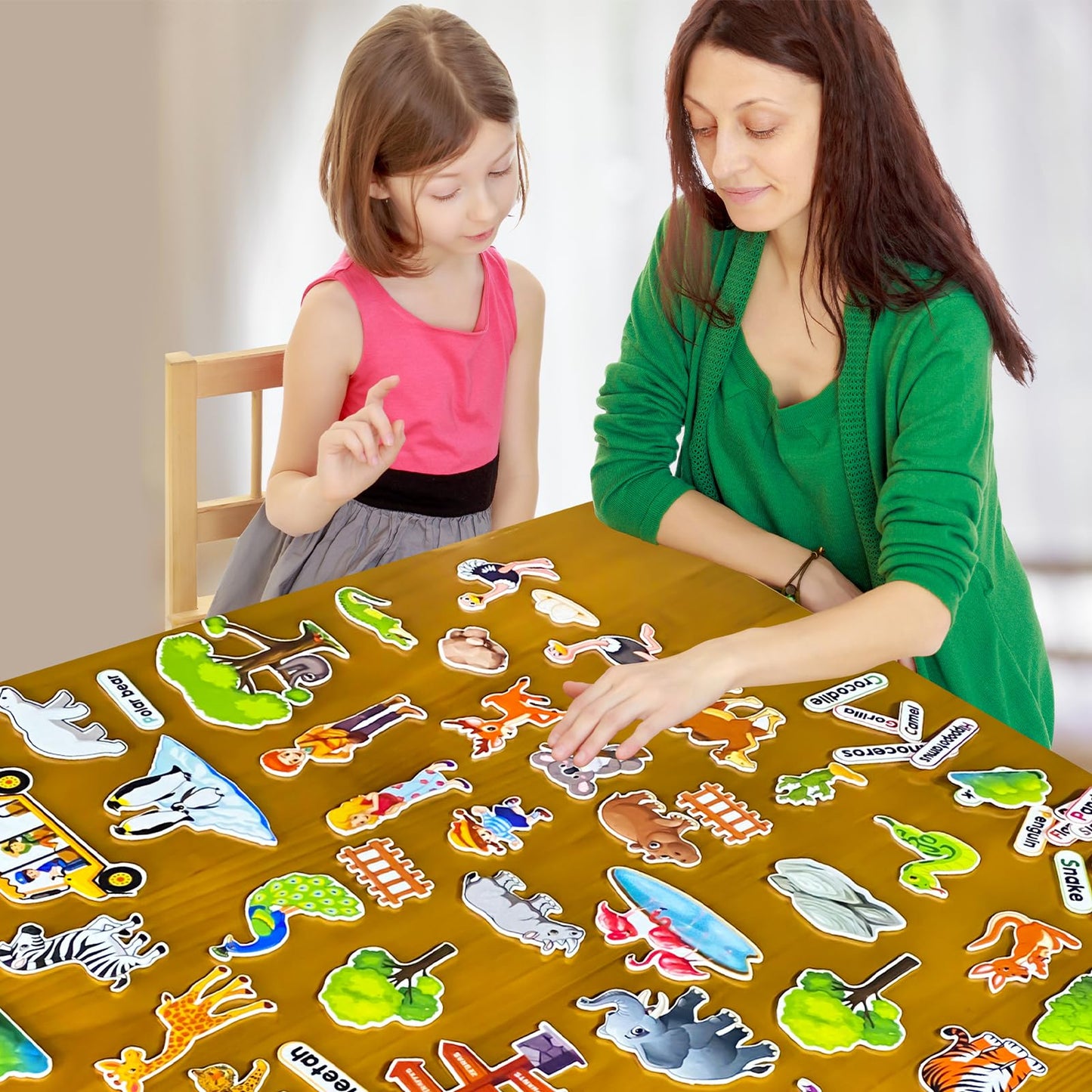PENGFULL Felt Flannel Board Story Pieces for Toddlers Preschool,Kids Interactive Storytelling Teaching Play Kits for Flannel Board or Felt Board,with Words Felt Pieces(Zoo