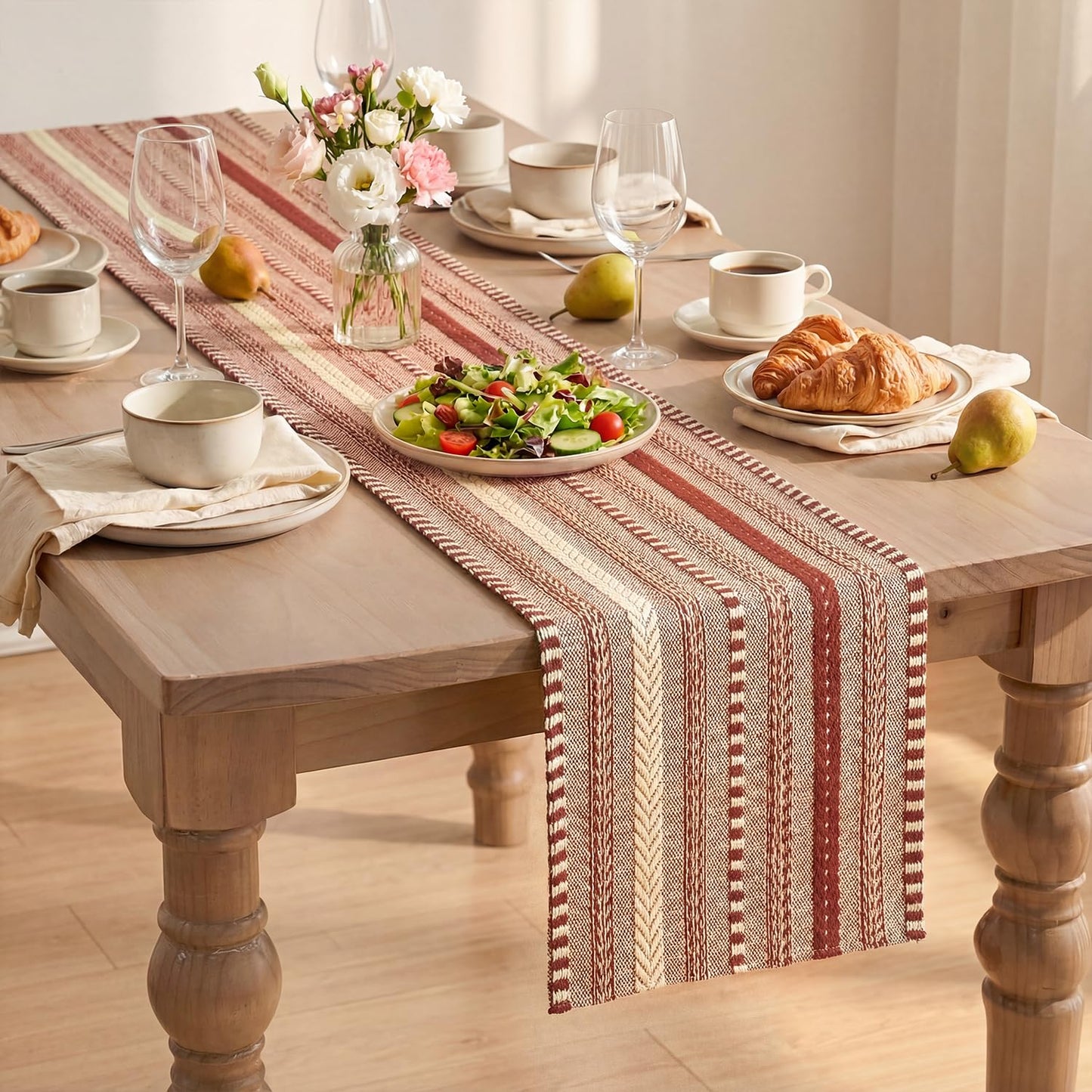 Artoid Mode Red Farmhouse Woven Table Runner, Seasonal Holiday Rustic Kitchen Dining Table Decoration for Home Party Decor 12x72 Inch