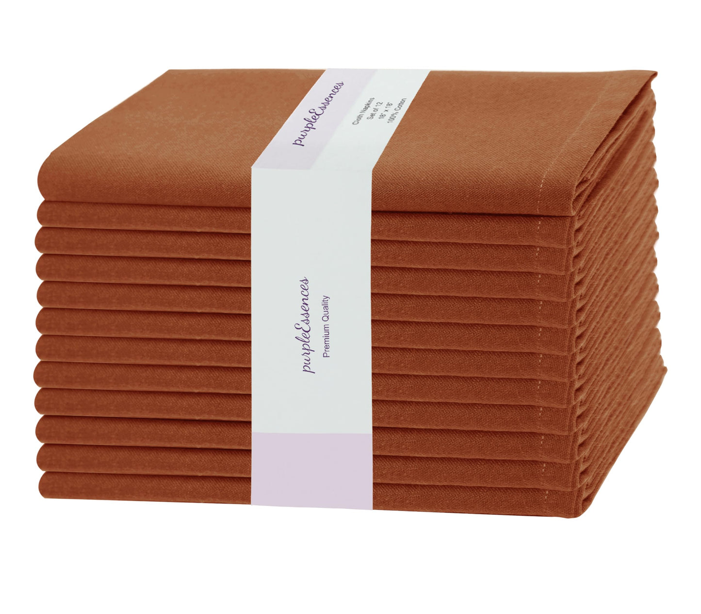 PurpleEssences Rust Set of 12 Cloth Dinner Napkins 100% Cotton 18x18 Inch - Soft Durable Washable - Ideal for Farmhouse Party Spring Easter Summer - Perfect Everyday Use Table Linen - Rust