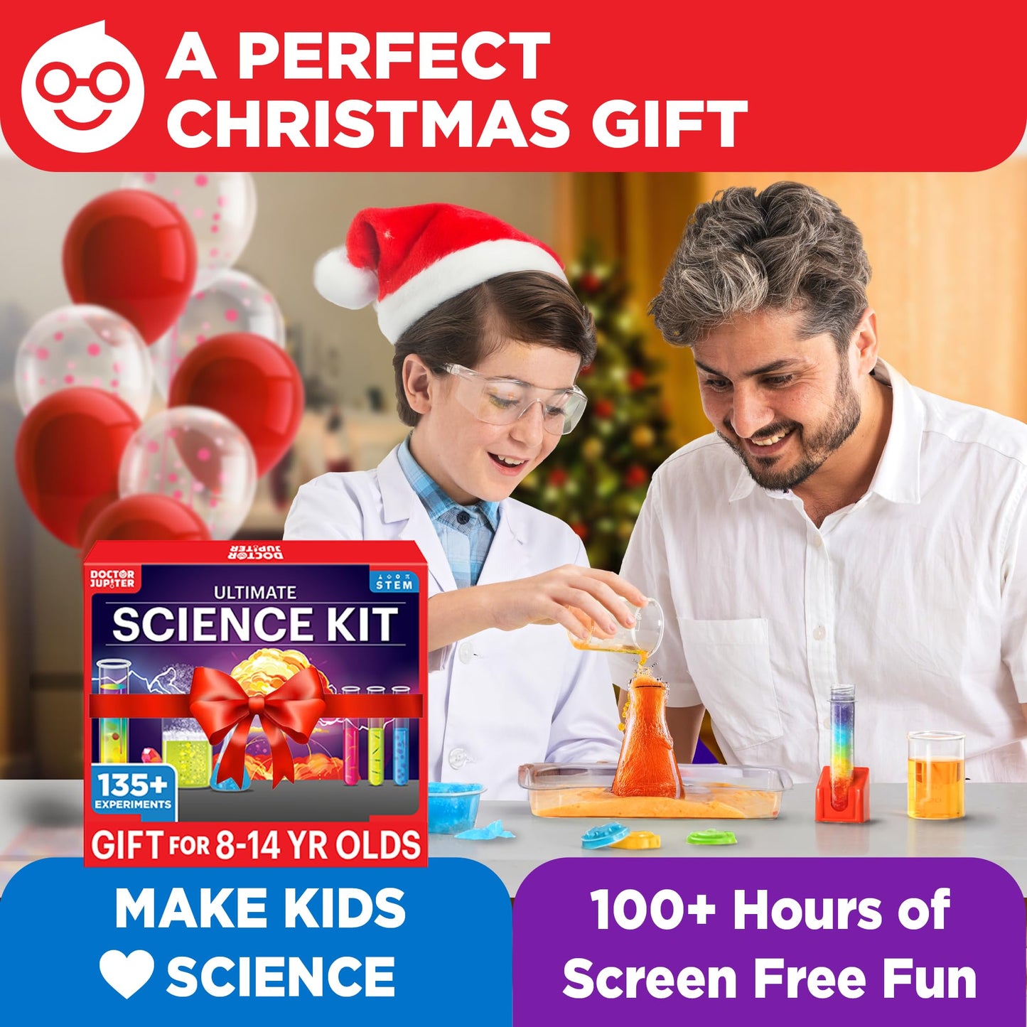 Doctor Jupiter Ultimate Science Kit, Chemistry Set for Kids Ages 8-9-10-11-12-13-14 | Birthday Gift Ideas for Boys & Girls 8+ Years Old | STEM Toy with 135+ Experiments | Learning & Educational Kits