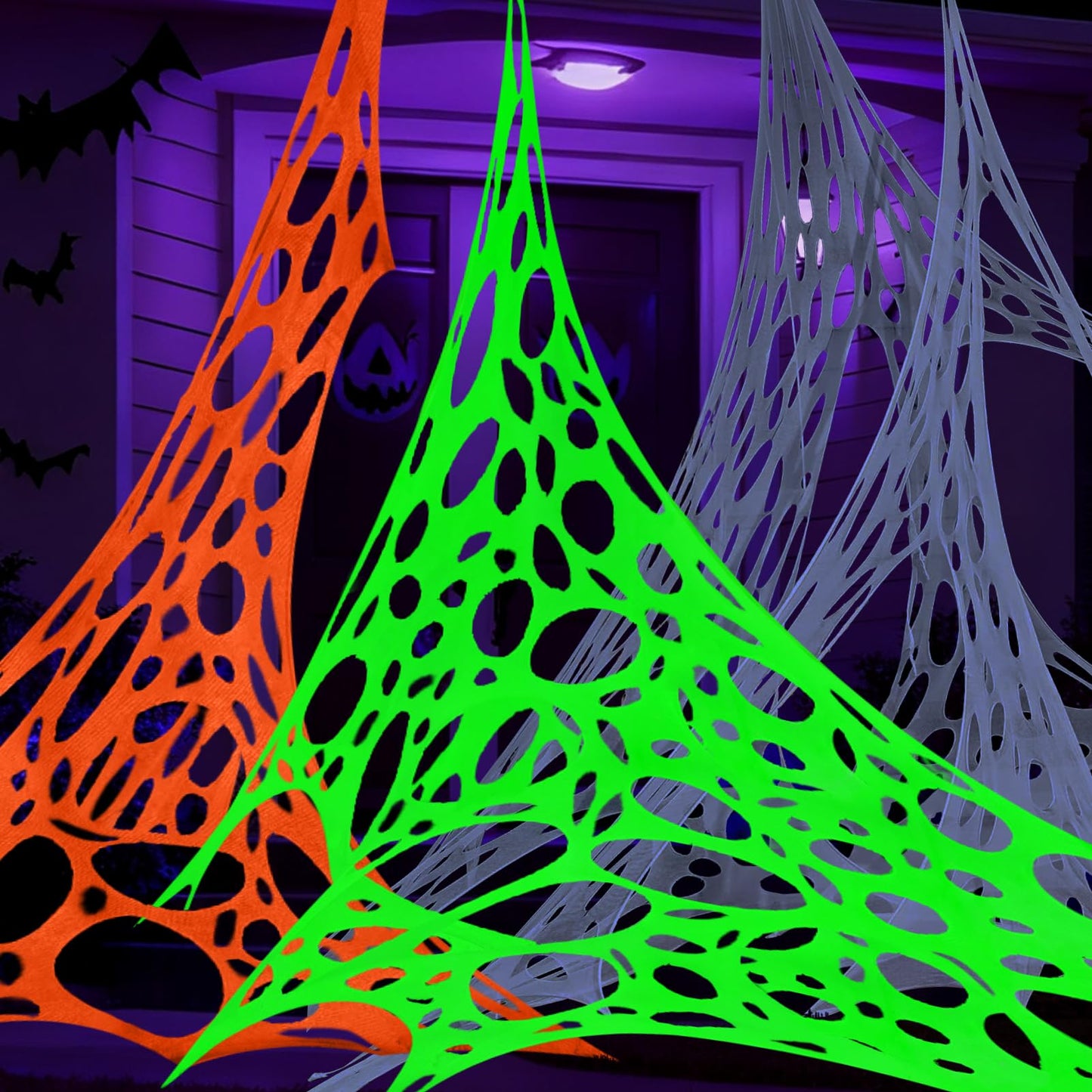 ComfyKit 700sqft Halloween Giant Spider Web Decorations Outdoor,Glow-in-The-Dark Giant Beef Netting,Cut-Your-Own Beef Cloth Spider Web for Halloween Indoor Outdoor Decor