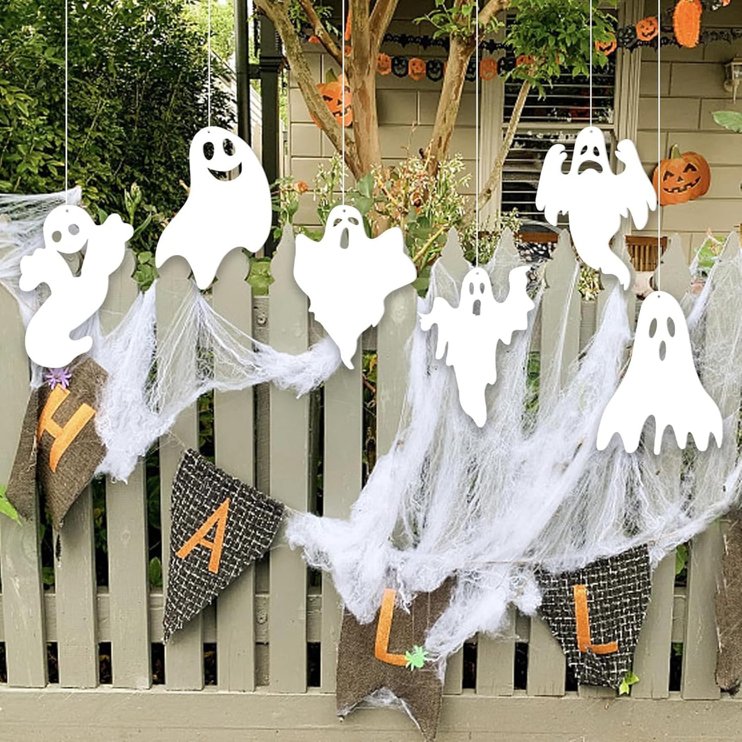 Halloween Yard Signs Outdoor Decorations - 6 PCS Ghost Stakes Outside Decor - Double Sided Party Decorative Signs for Yard Home Lawn Patio Garden 