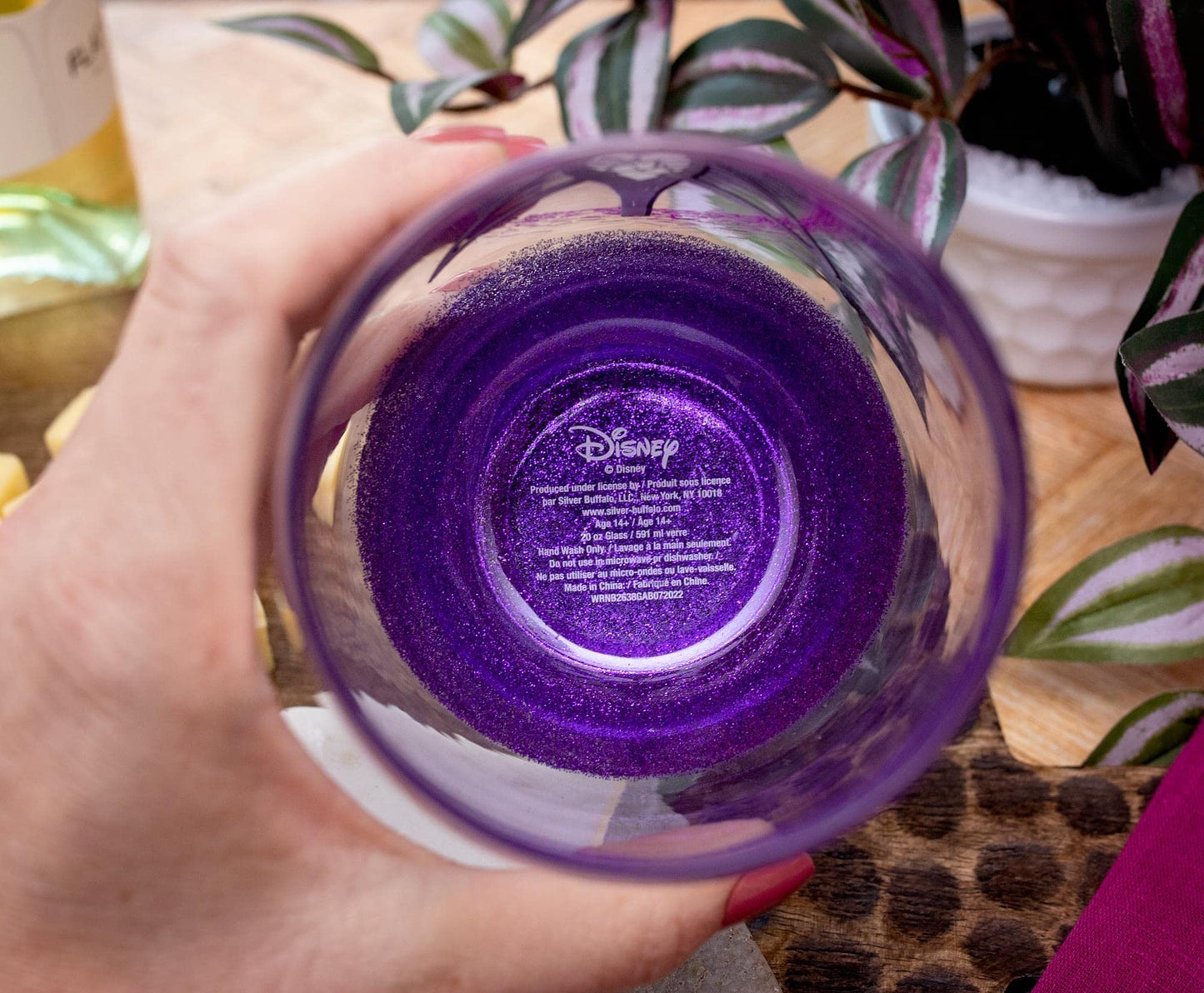 Disney The Nightmare Before Christmas All Hail Pumpkin King Glitter Teardrop Stemless Wine Glass | Tumbler Cup For Mimosas, Cocktails