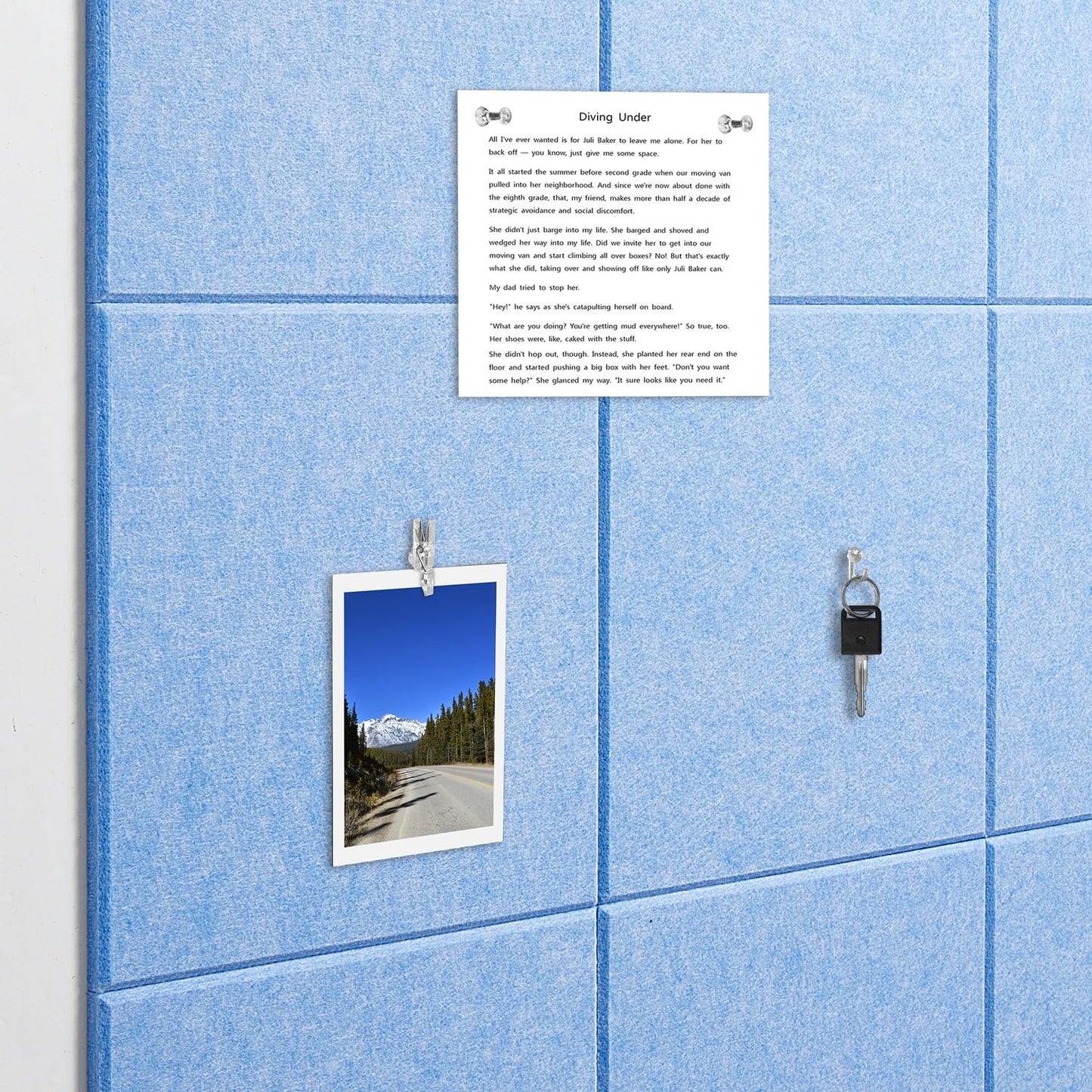G Gamit Felt Wall Tiles Bulletin Board Large Cork Board Alternative 6 Pack 11.81”x11.81”x0.47” Felt Pin Board Tack Board with Safe Removable Adhesive Tabs for Home Office School 36x24 (Light Blue)
